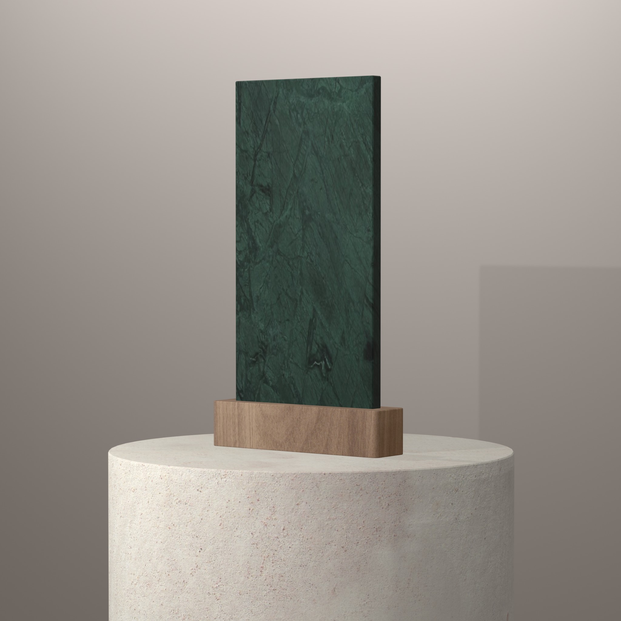 Rendu 3D du coloris Vert Guatemala sur piédestal