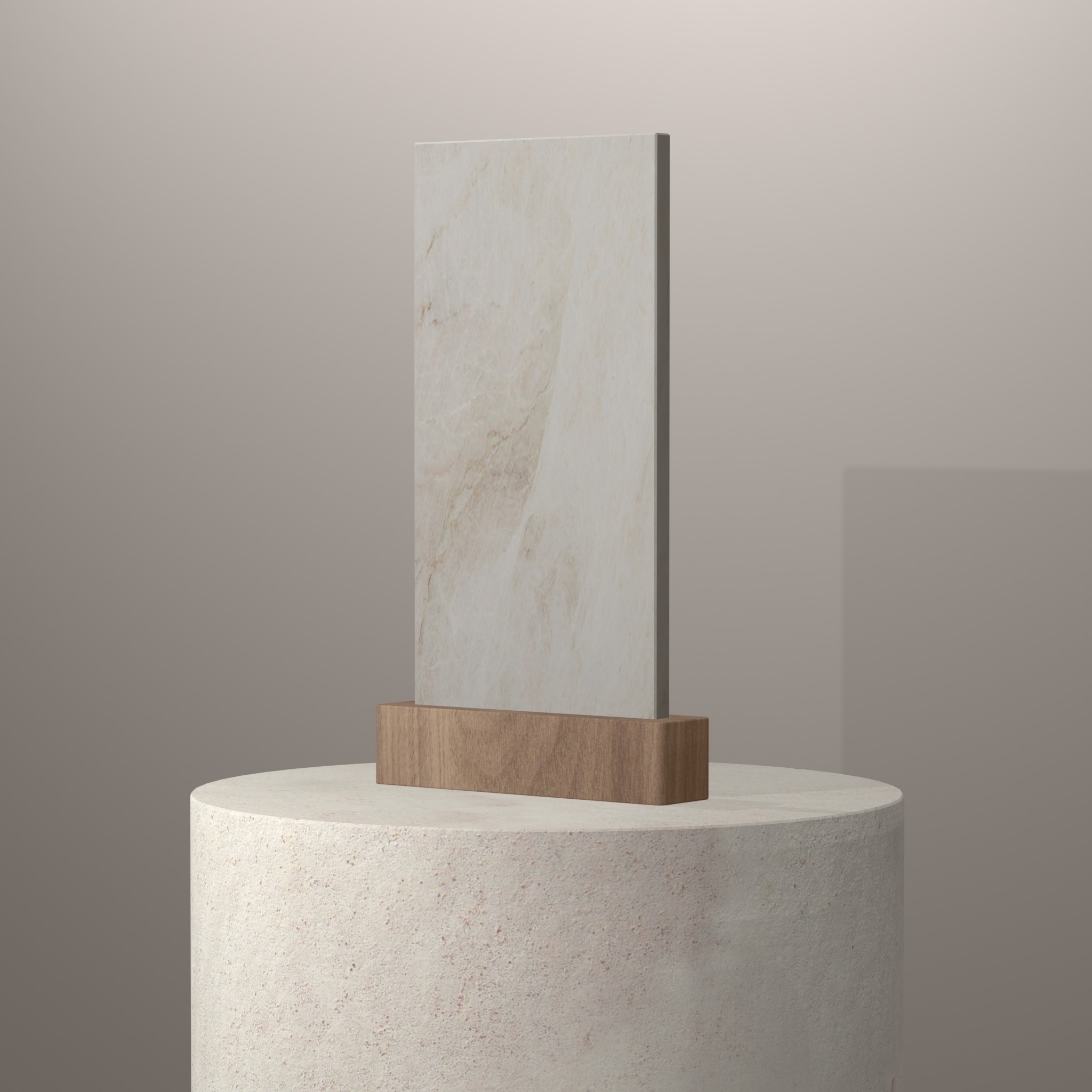 Rendu 3D du coloris Taj Mahal en Quartzite Sensa sur piédestal