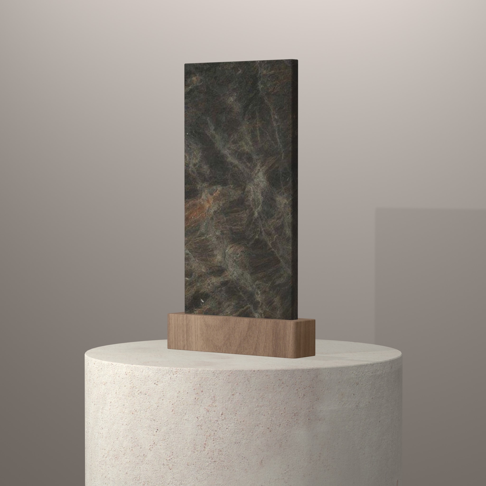 Rendu 3D du coloris Browntobá en Quartzite Texta sur piédestal