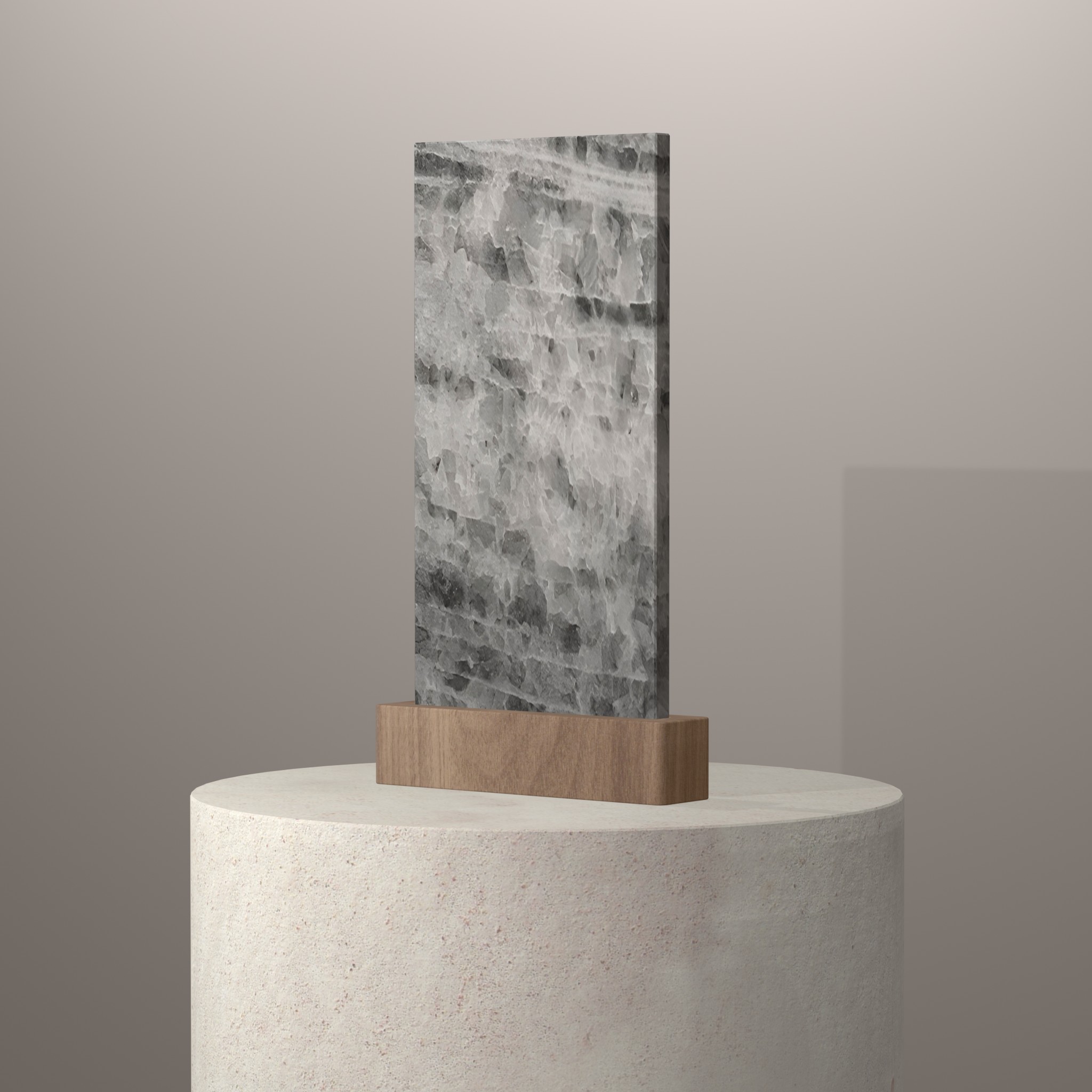 Rendu 3D du coloris Greylis en Quartzite Texta sur piédestal