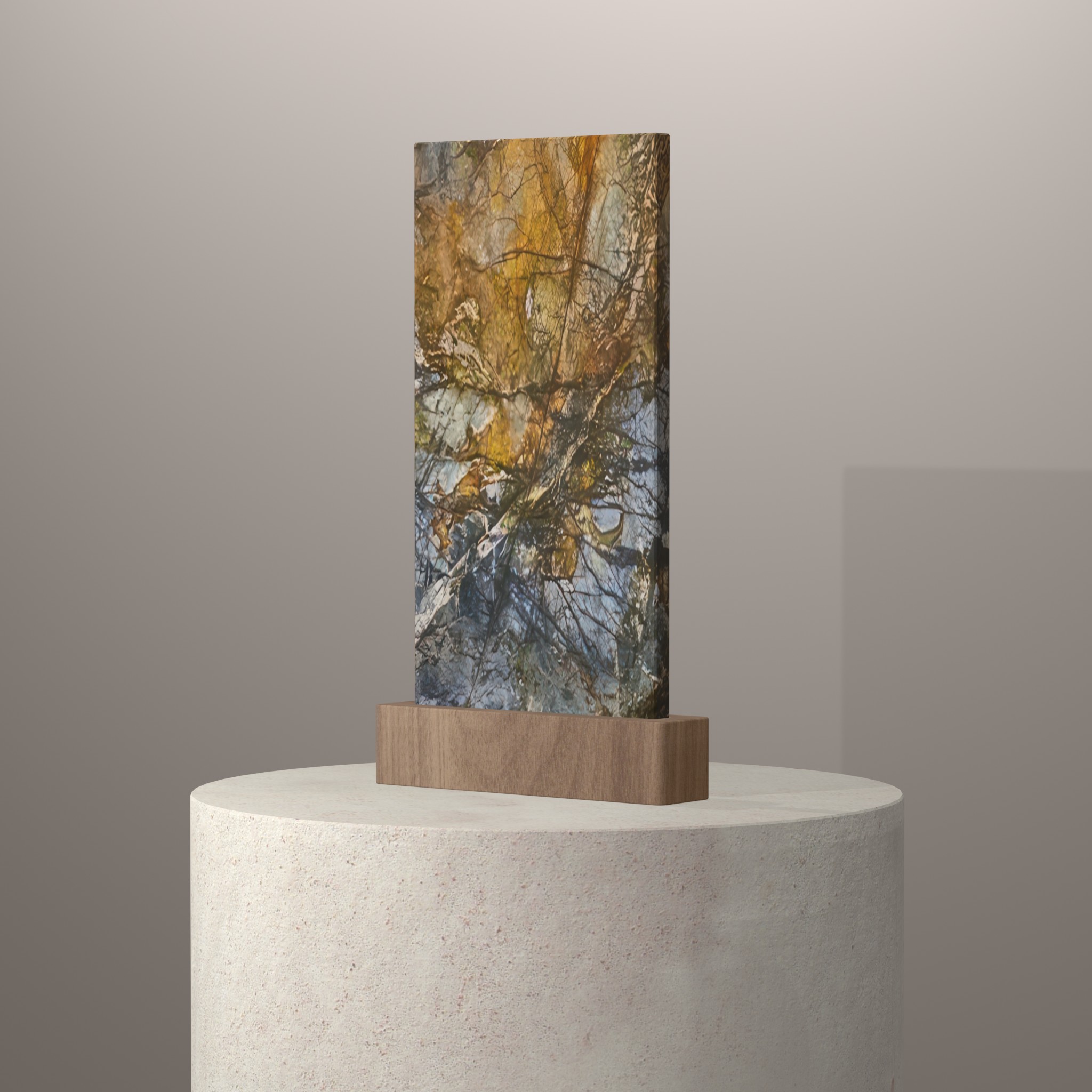 Rendu 3D du coloris Myellow en Quartzite Texta sur piédestal