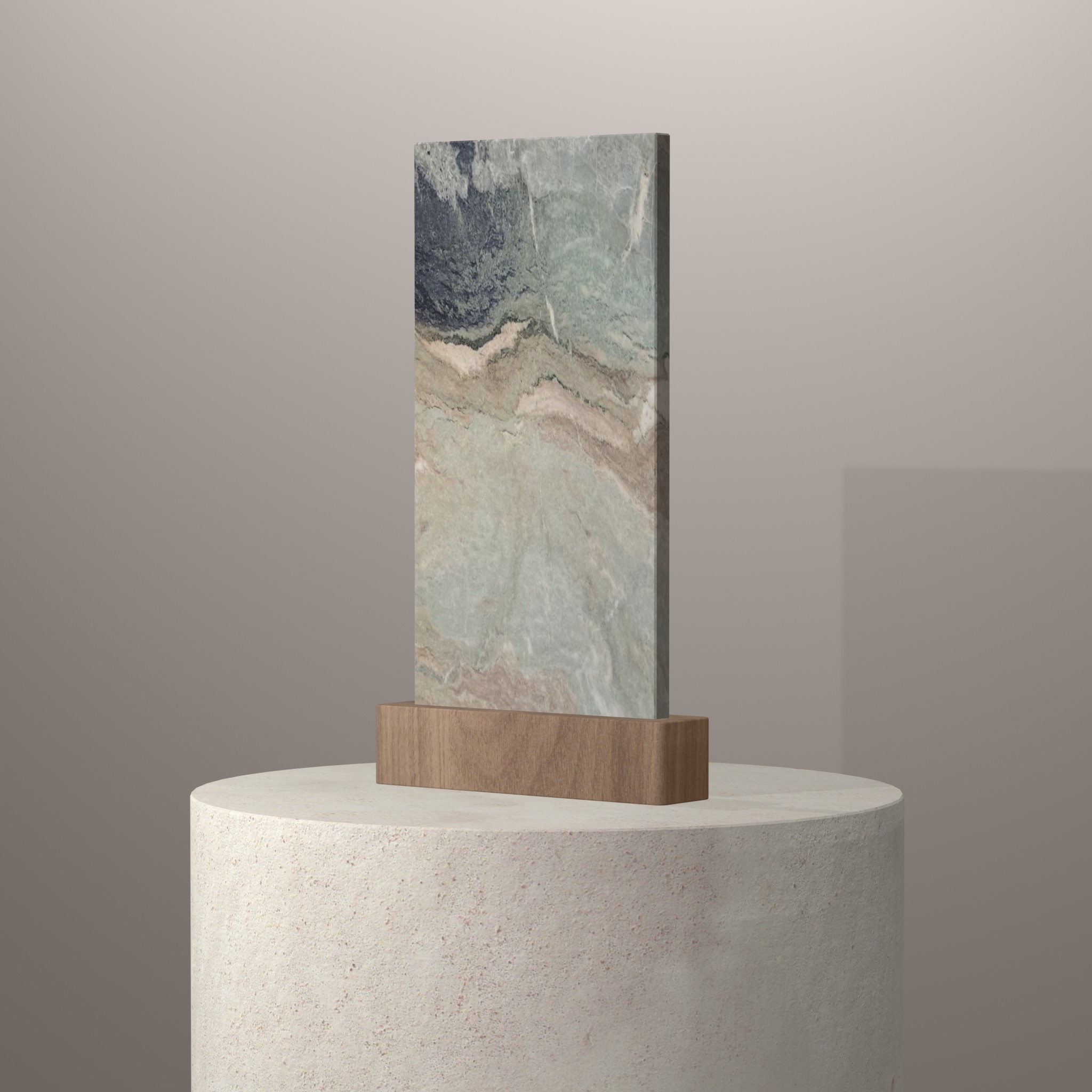 Rendu 3D du coloris Paul Klee en Quartzite Texta sur piédestal