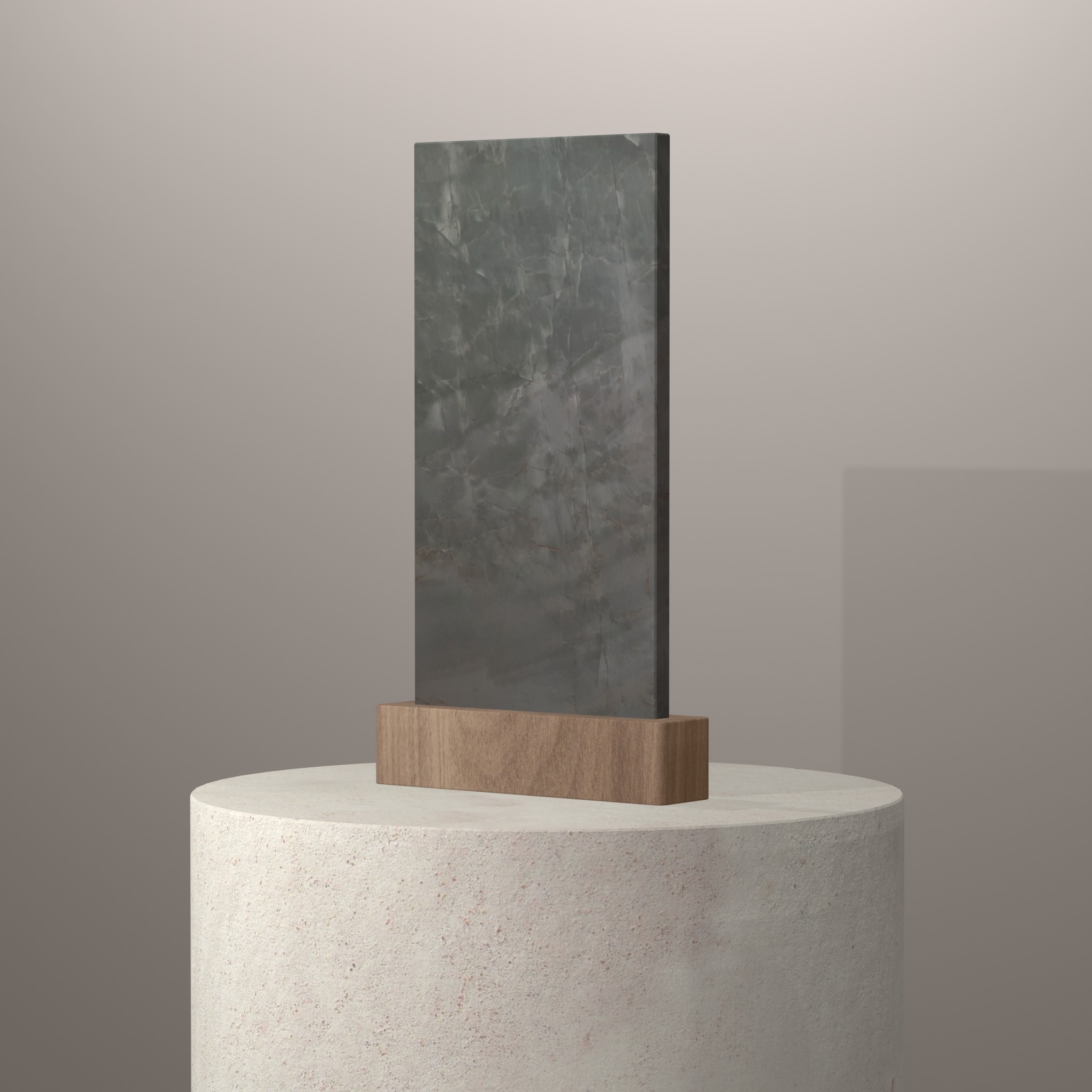 Rendu 3D du coloris Vert Menthol en Quartzite Texta sur piédestal