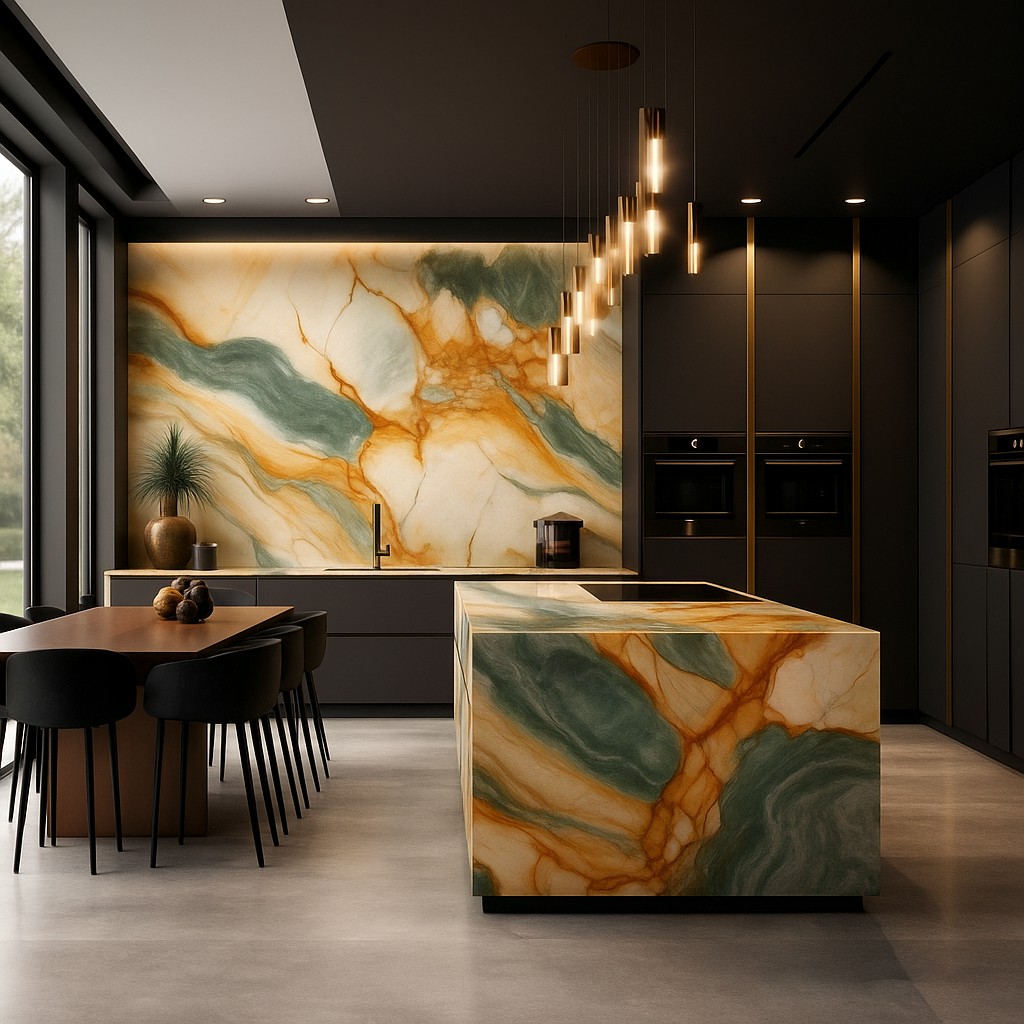 Réalisation n°3 du plan de travail Polaris Gold en Quartzite Texta