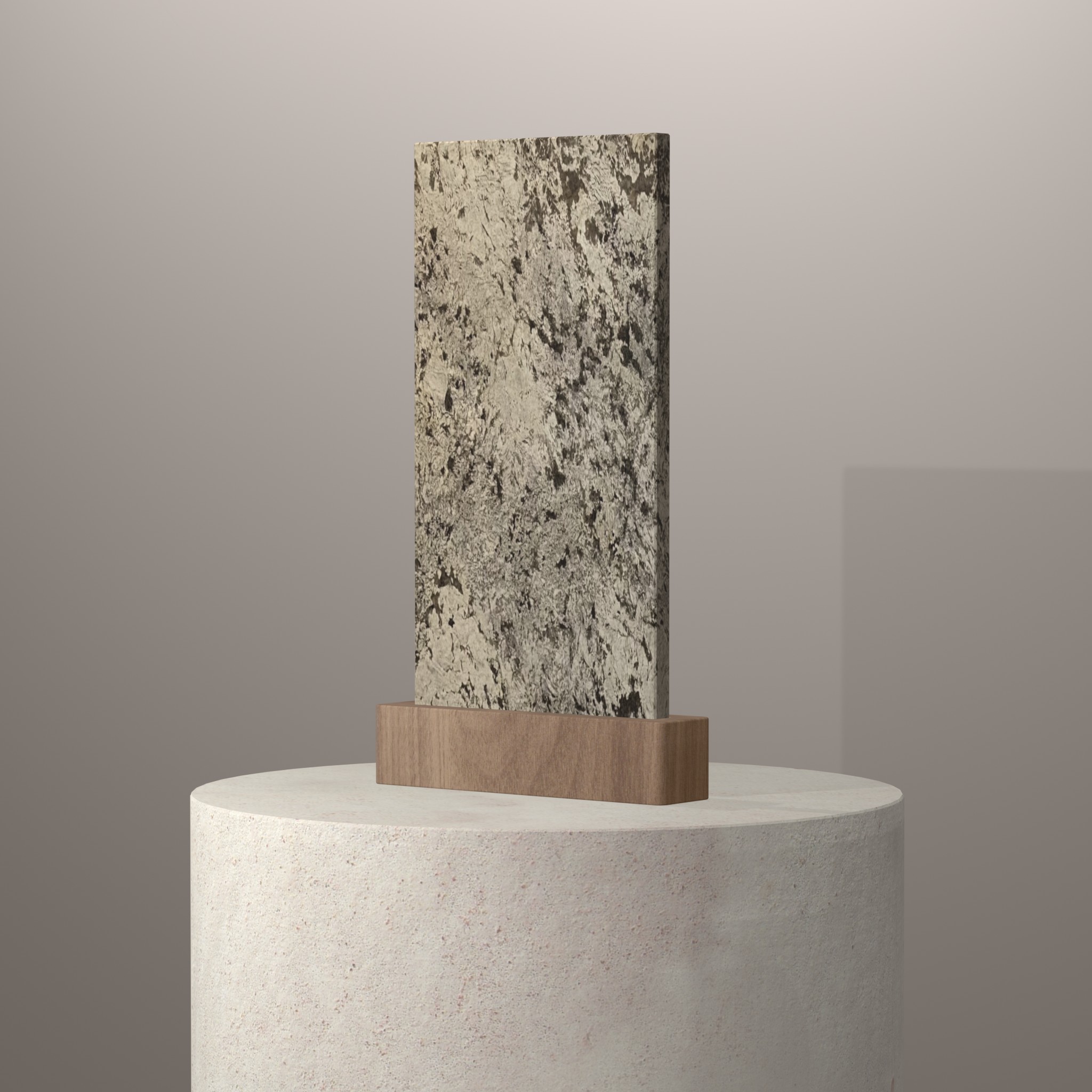 Rendu 3D du coloris Alpinus en Quartzite sur piédestal
