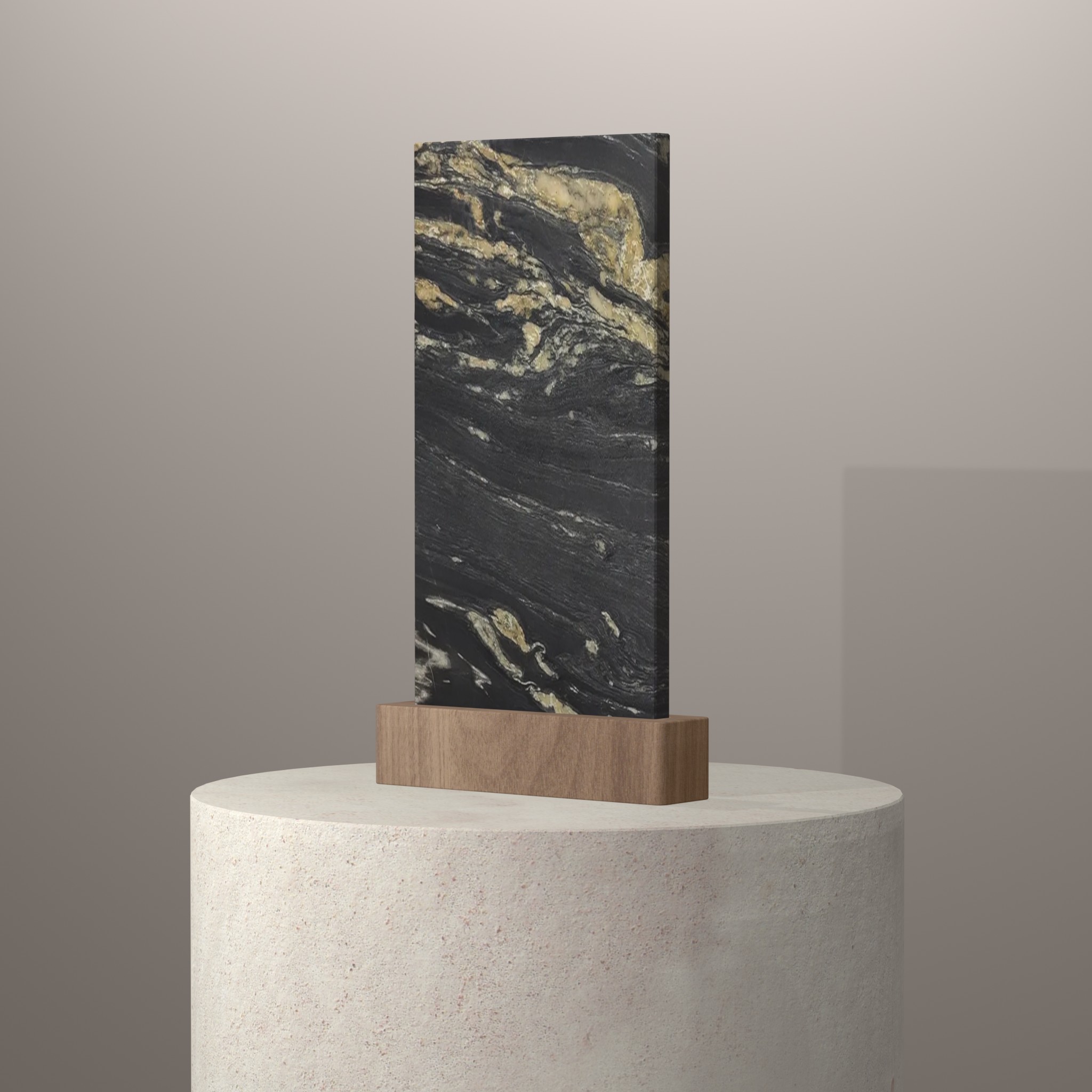 Rendu 3D du coloris Belvedere en Quartzite sur piédestal