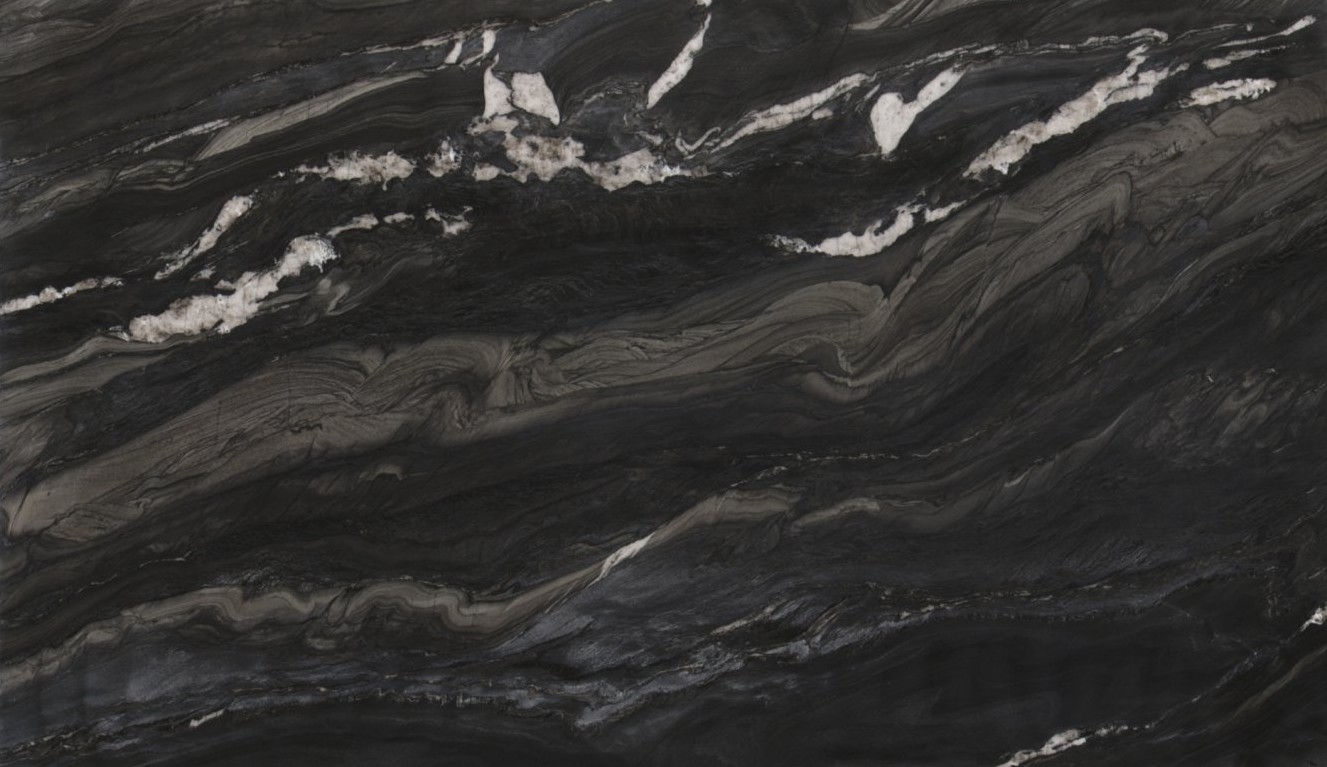 Épaisseur et finition de tranche du coloris Black Tempest en Quartzite
