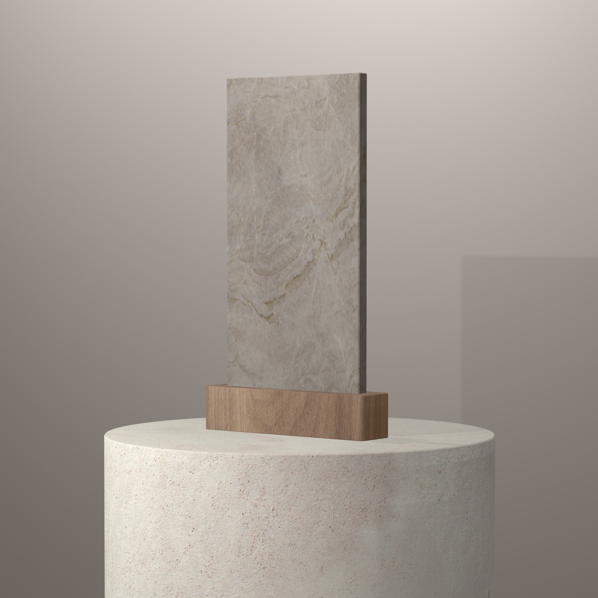 Rendu 3D du coloris Champagne en Quartzite sur piédestal
