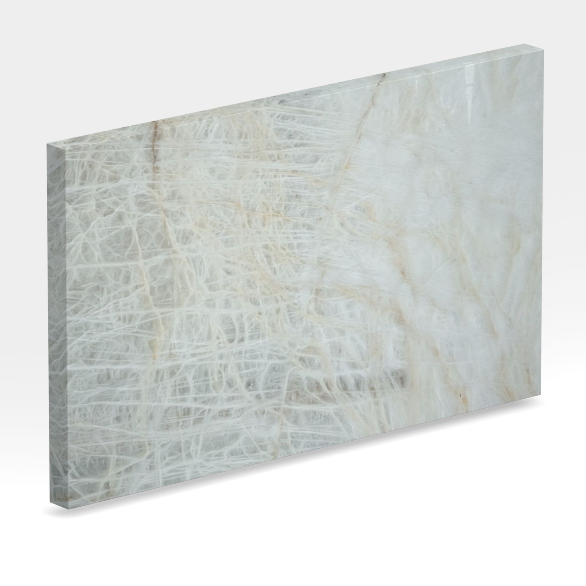 Rendu 3D de la tranche du coloris Cristal White en Quartzite