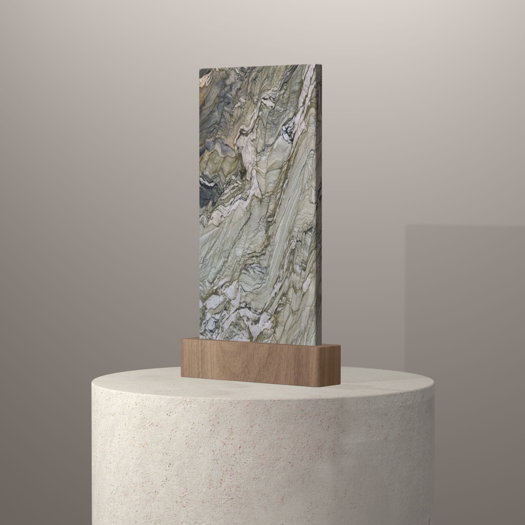 Rendu 3D du coloris Fusion Fashination en Quartzite sur piédestal
