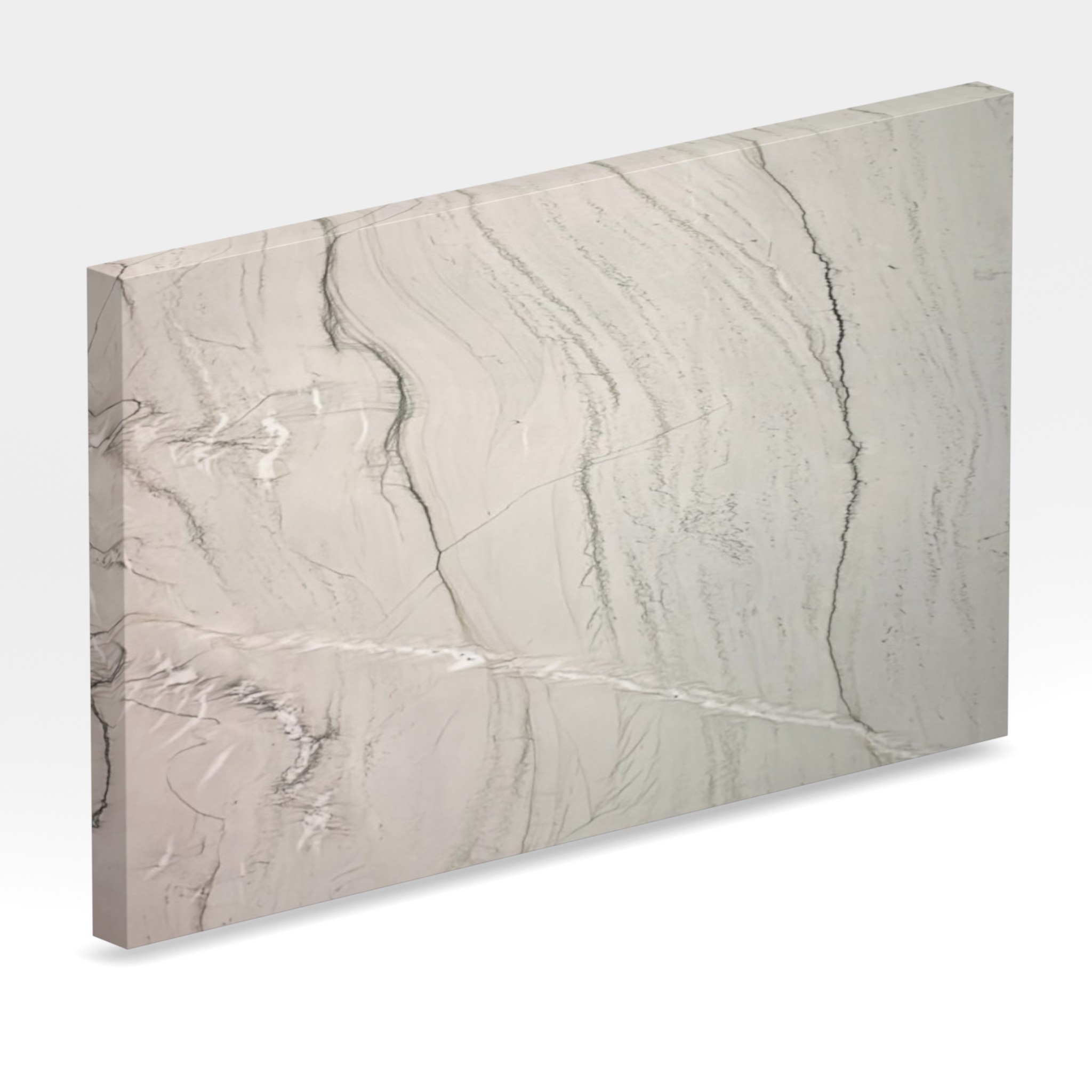 Rendu 3D de la tranche du coloris Mont Blanc en Quartzite