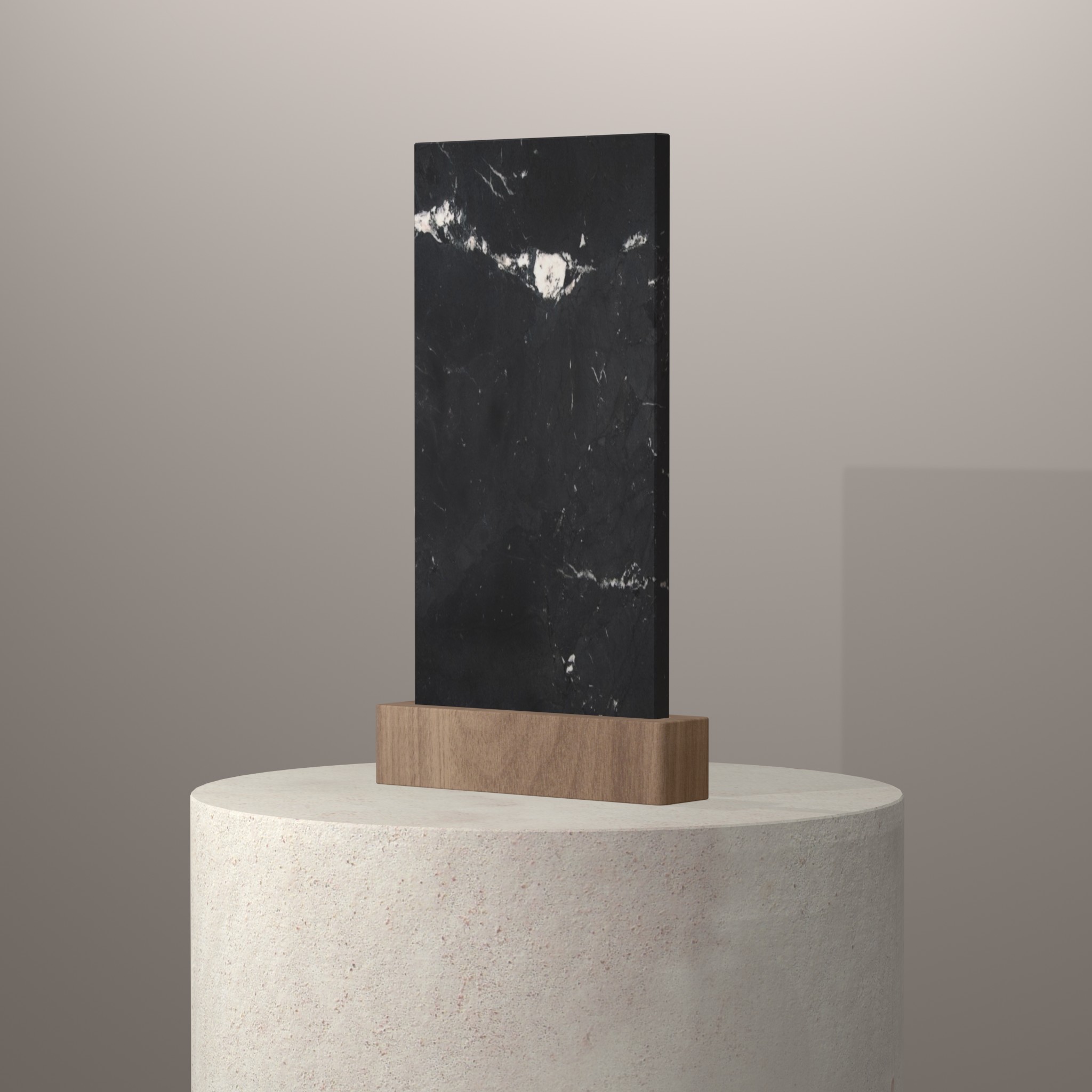 Rendu 3D du coloris Negresco en Quartzite sur piédestal