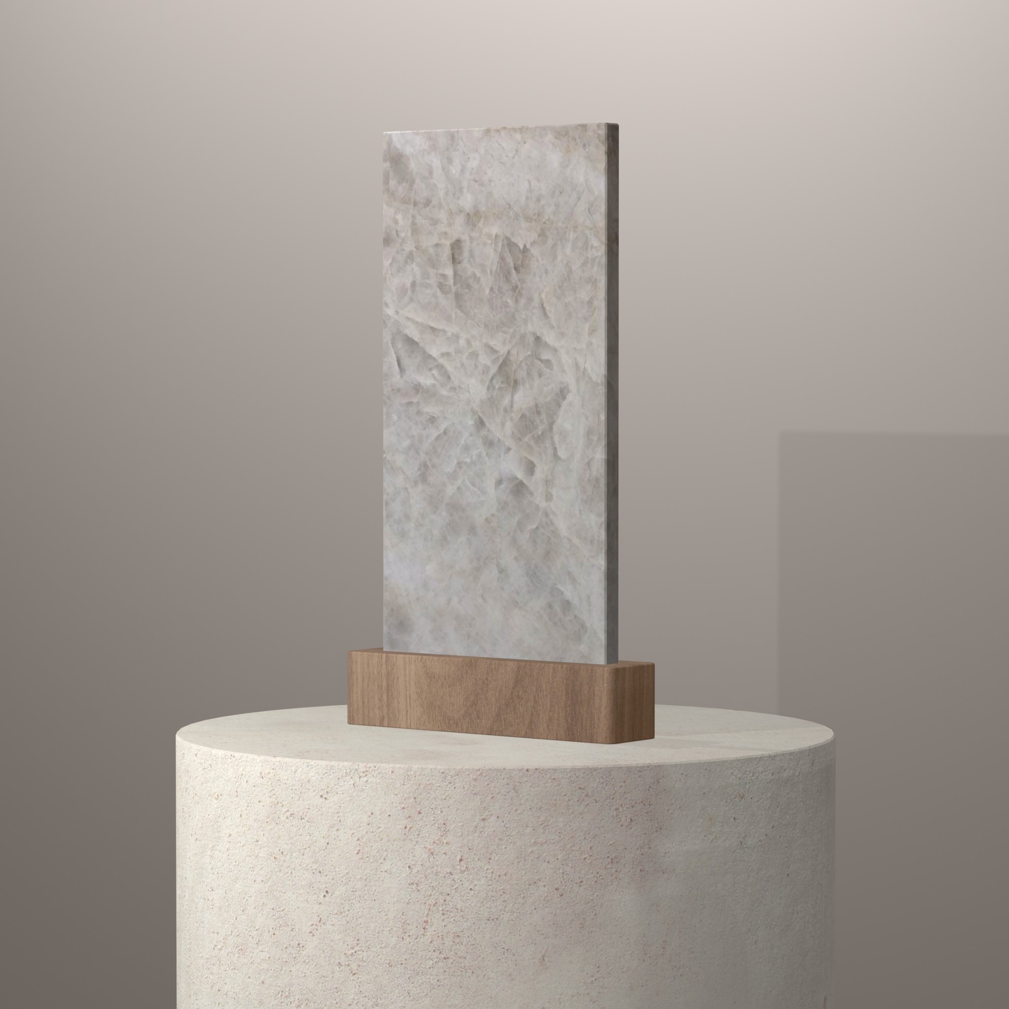 Rendu 3D du coloris Perla Santy sur piédestal