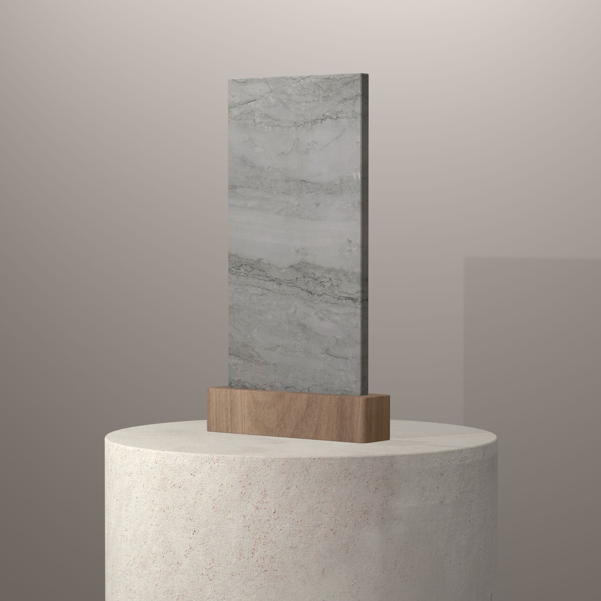 Rendu 3D du coloris Sea Pearl en Quartzite sur piédestal