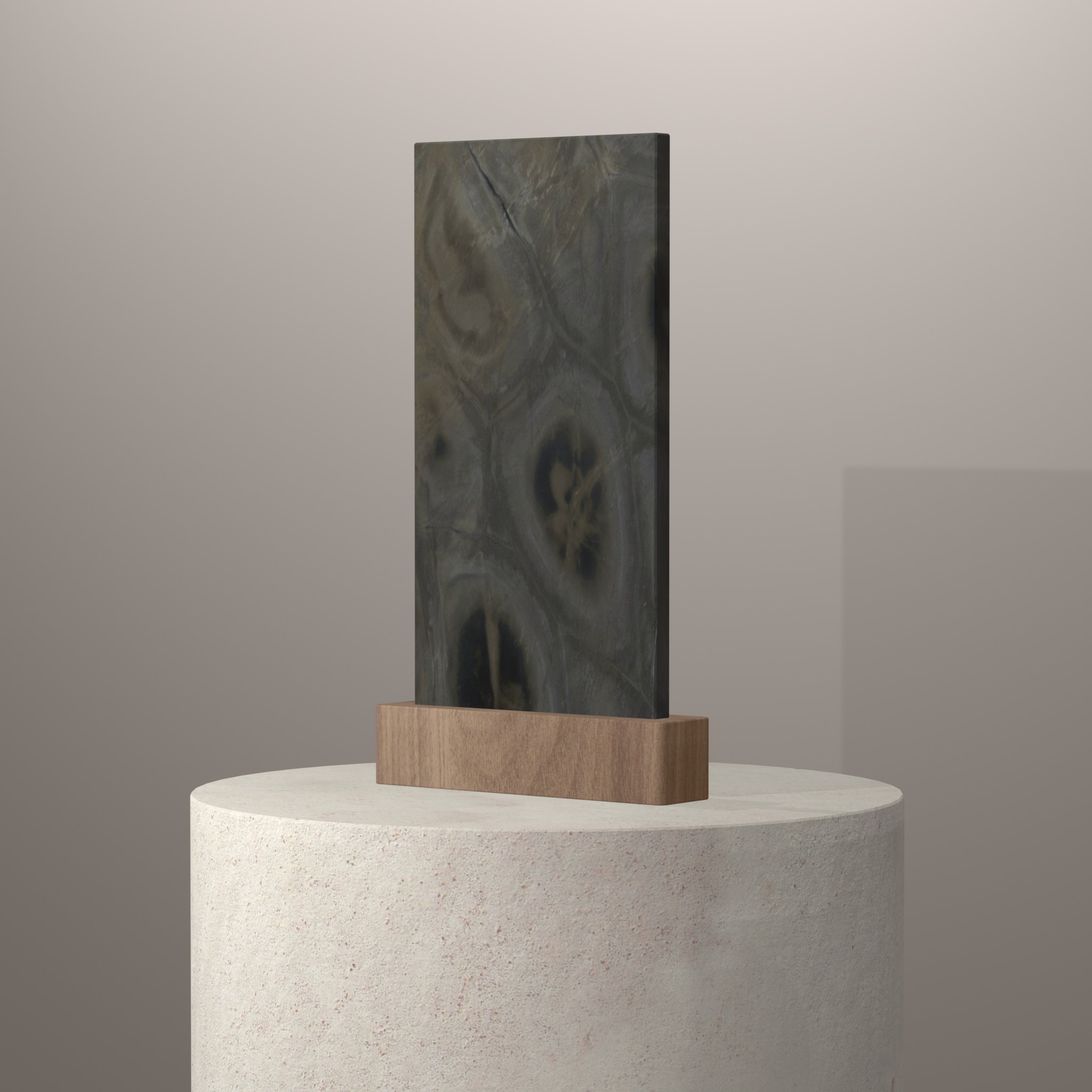 Rendu 3D du coloris Turtle en Quartzite sur piédestal