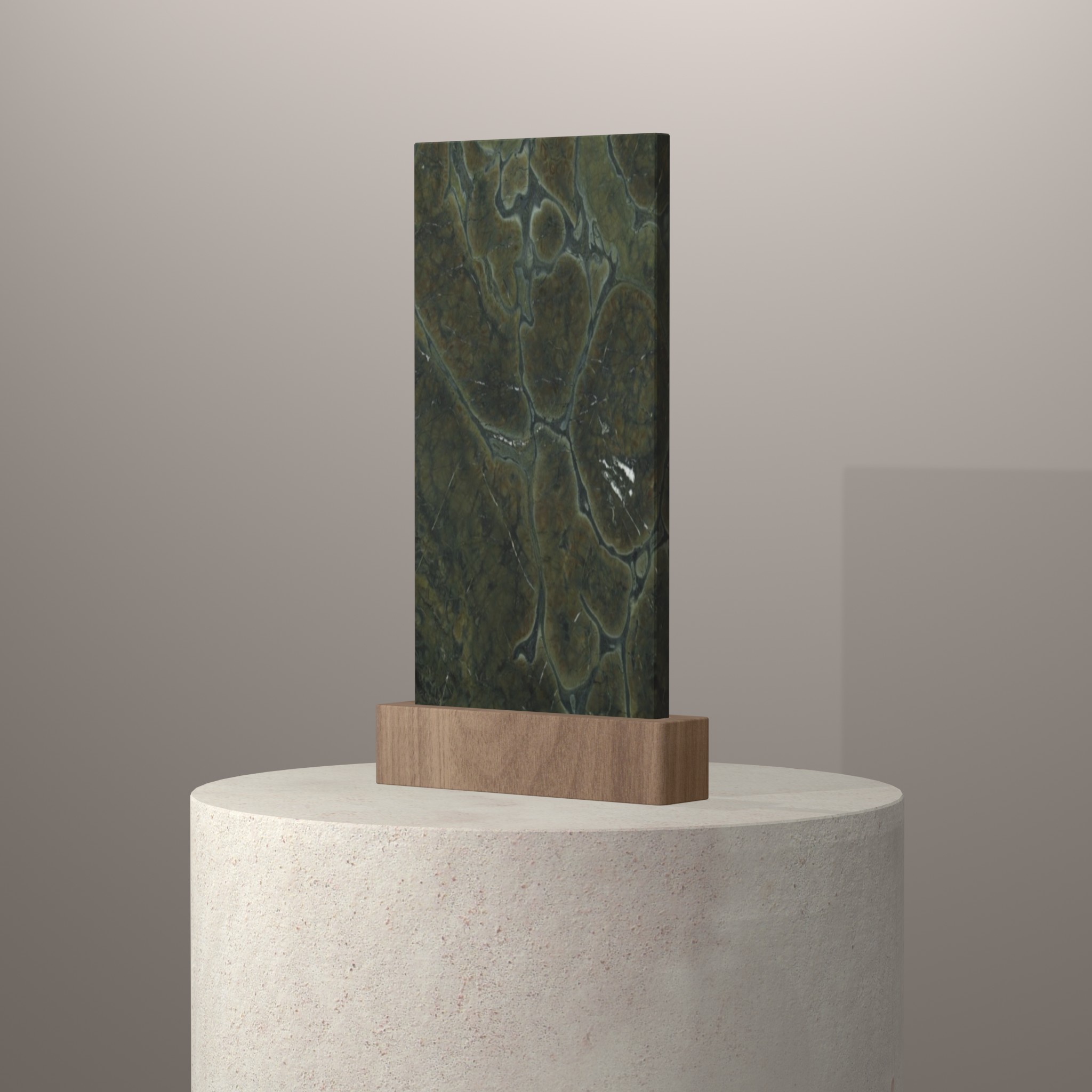 Rendu 3D du coloris Vitoria Regia en Quartzite sur piédestal