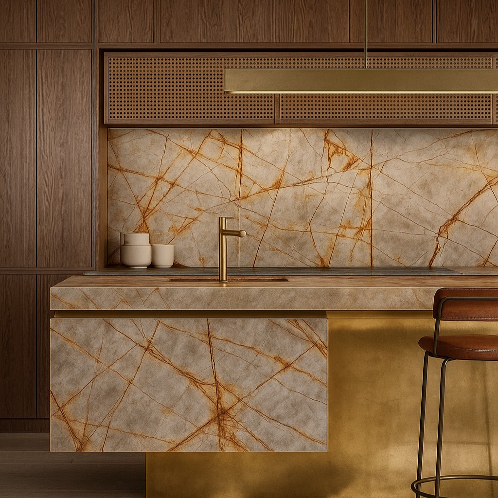 Réalisation n°1 du plan de travail Cristal Corten en Quartzite