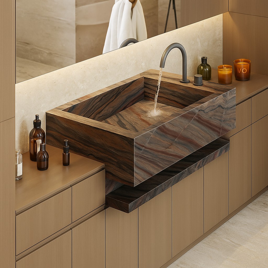 Réalisation n°1 du plan de travail Elegant Brown en Quartzite