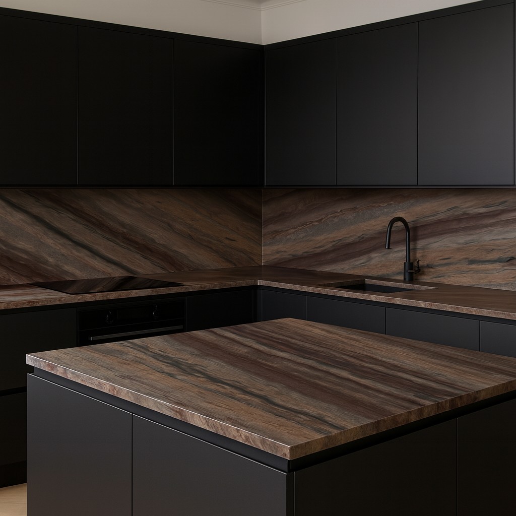 Réalisation n°2 du plan de travail Elegant Brown en Quartzite