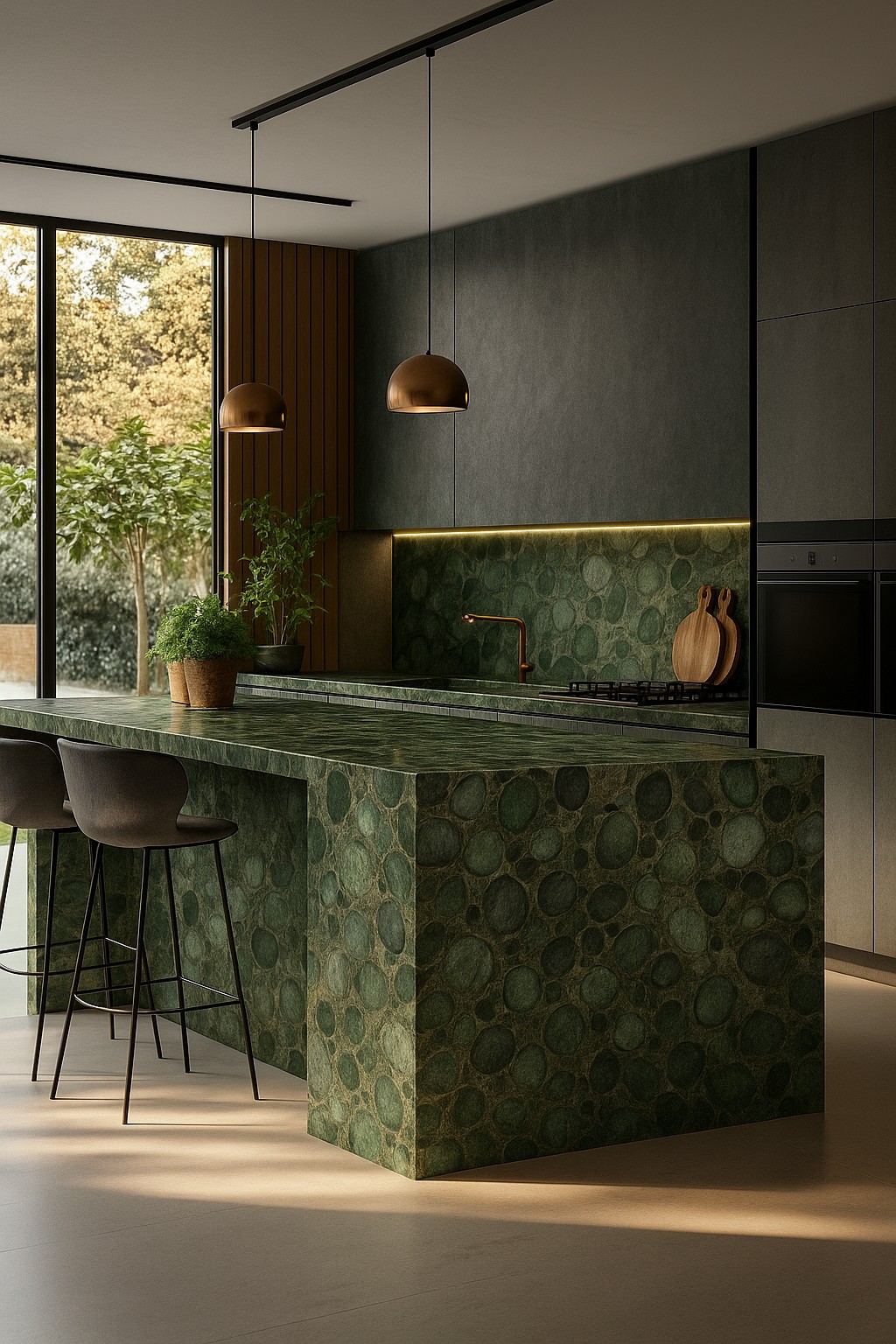 Réalisation n°1 du plan de travail Emerald Green en Quartzite