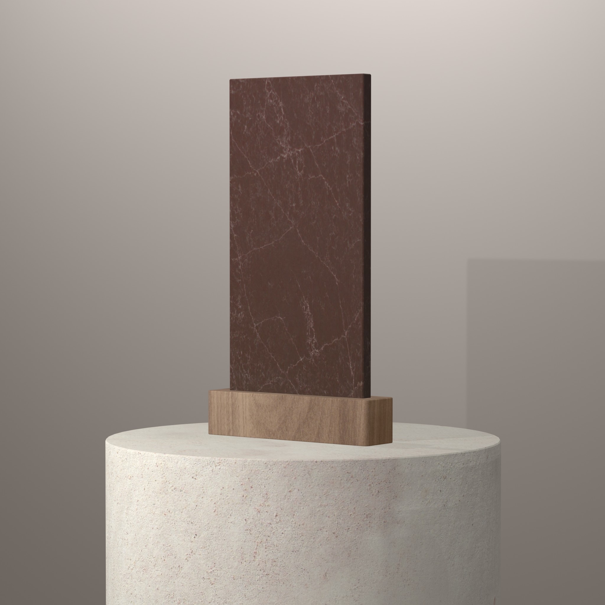 Rendu 3D du coloris Capella en Pierre Minerale Mstone sur piédestal