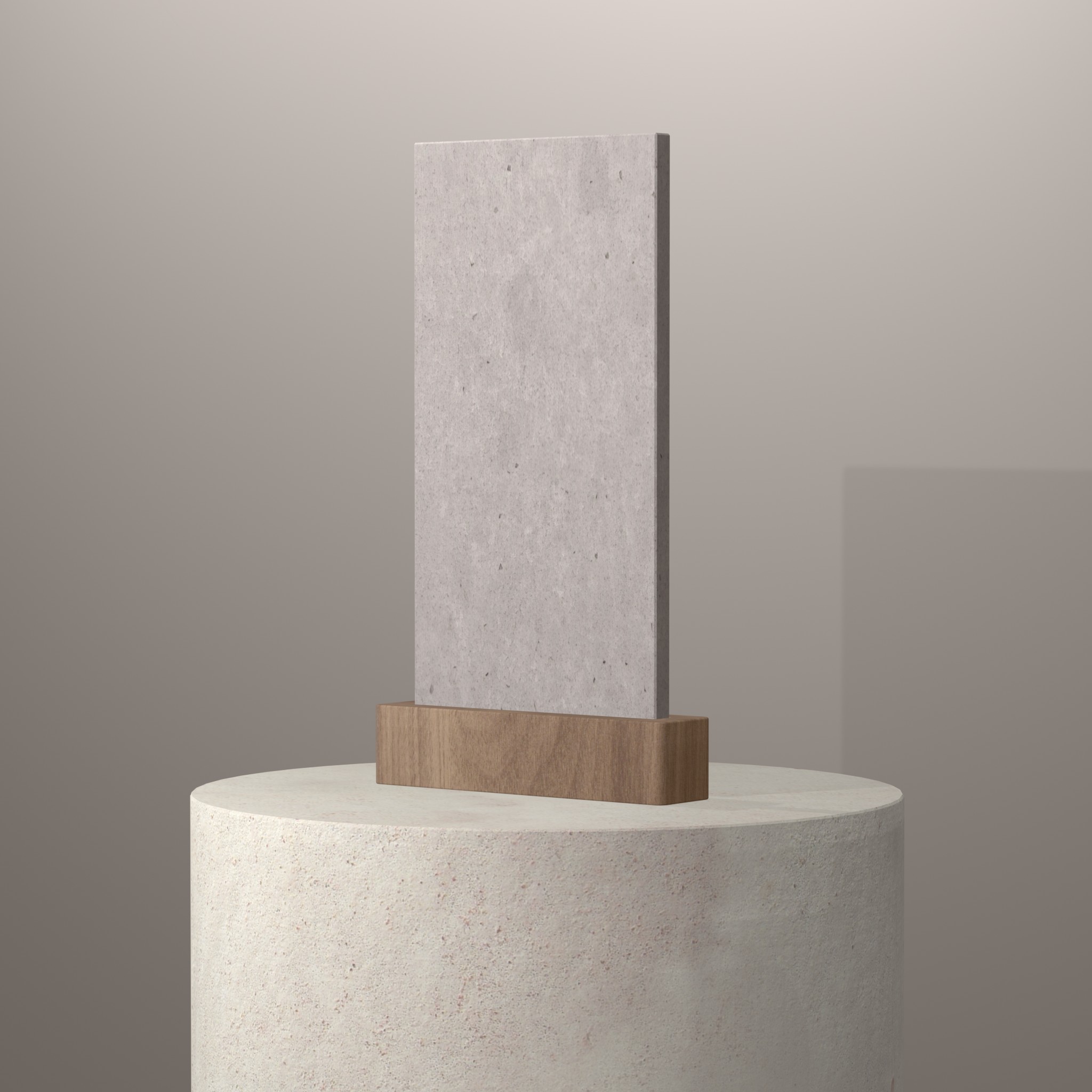 Rendu 3D du coloris Apollon en Pierre Recyclee Mstone sur piédestal
