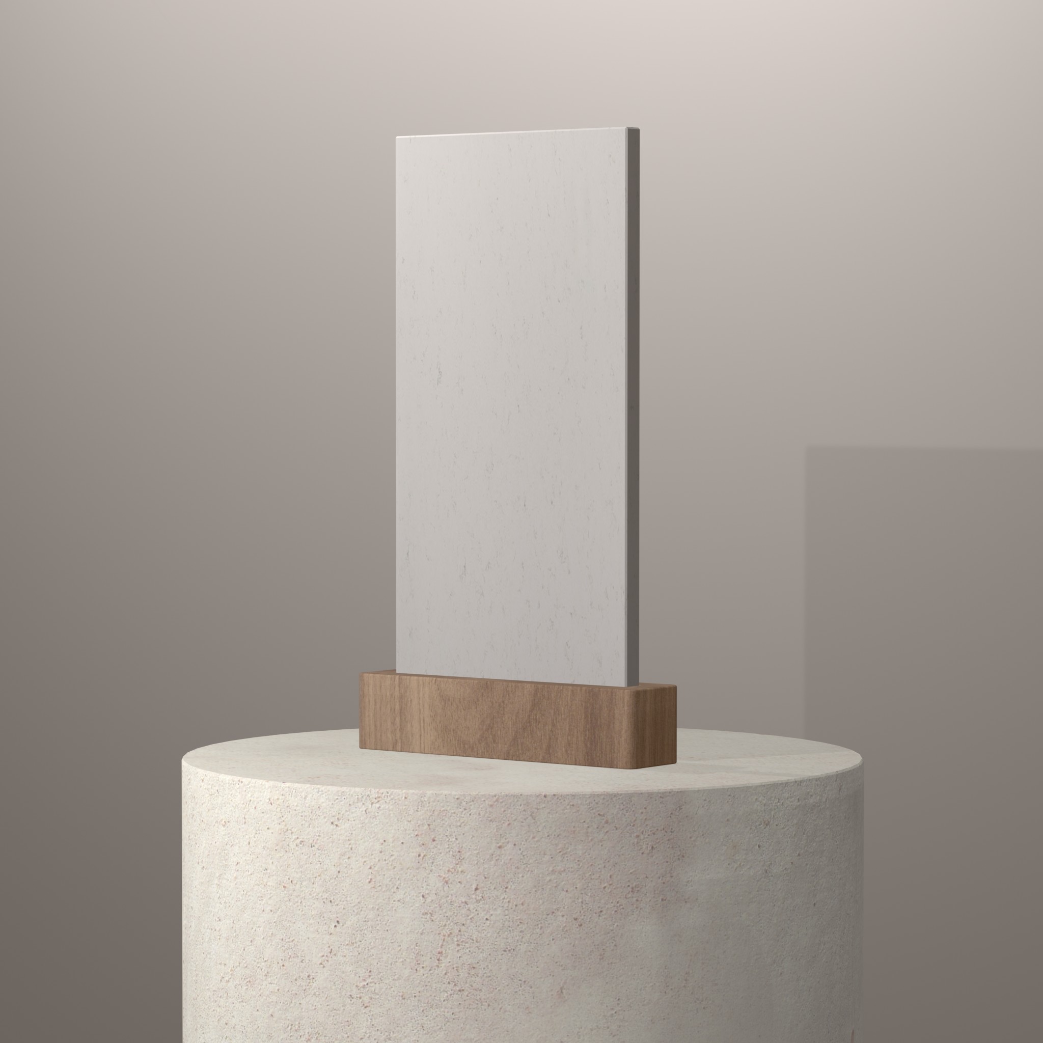 Rendu 3D du coloris Carrara en Quartz Compac sur piédestal