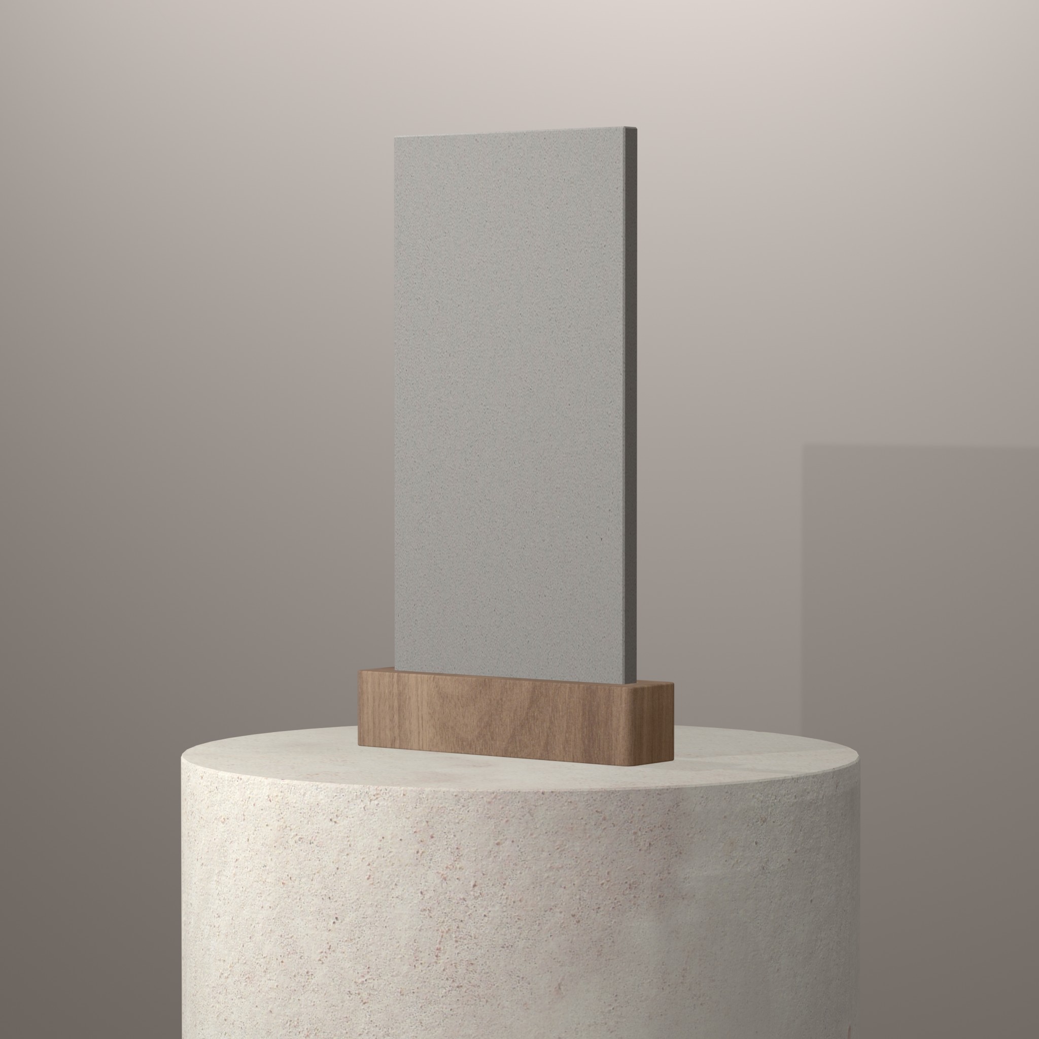 Rendu 3D du coloris Ceniza en Quartz Compac sur piédestal