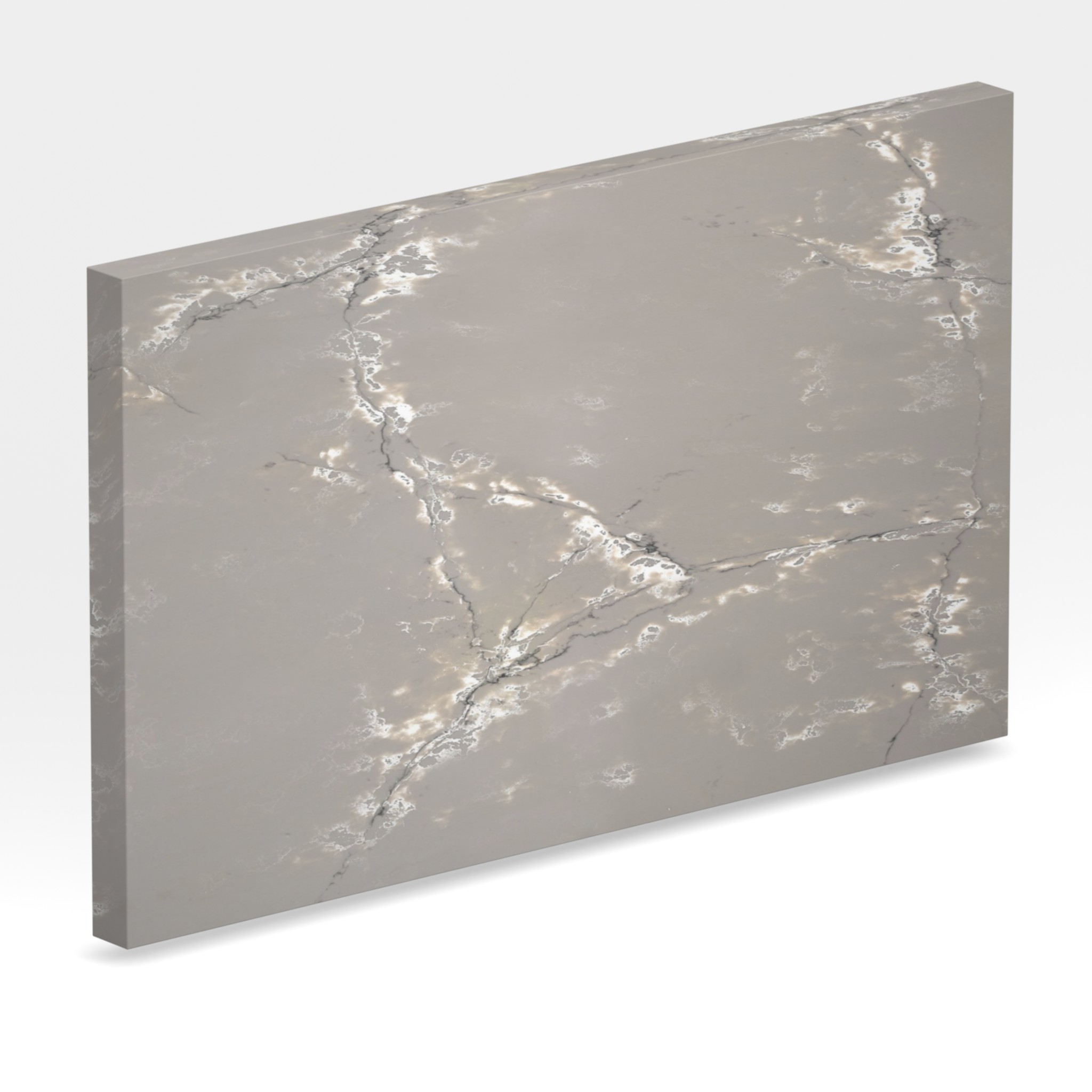 Rendu 3D de la tranche du coloris Ice White en Quartz Compac