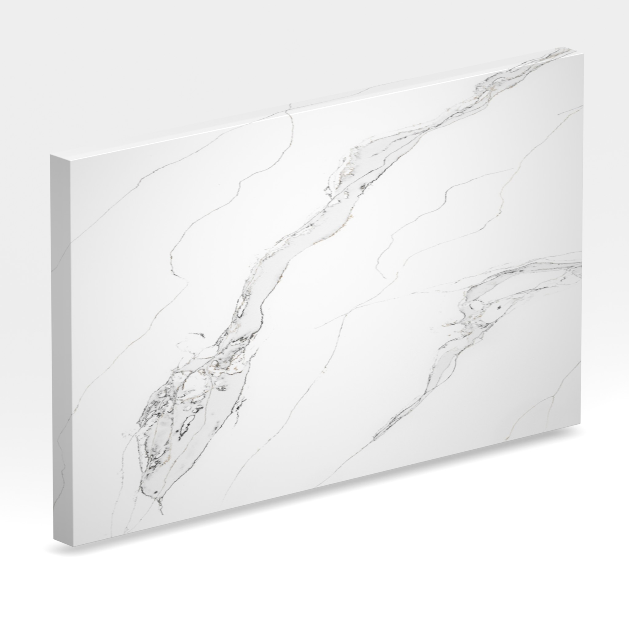 Rendu 3D de la tranche du coloris Luxury Vagli Macchia Vecchia en Quartz Compac