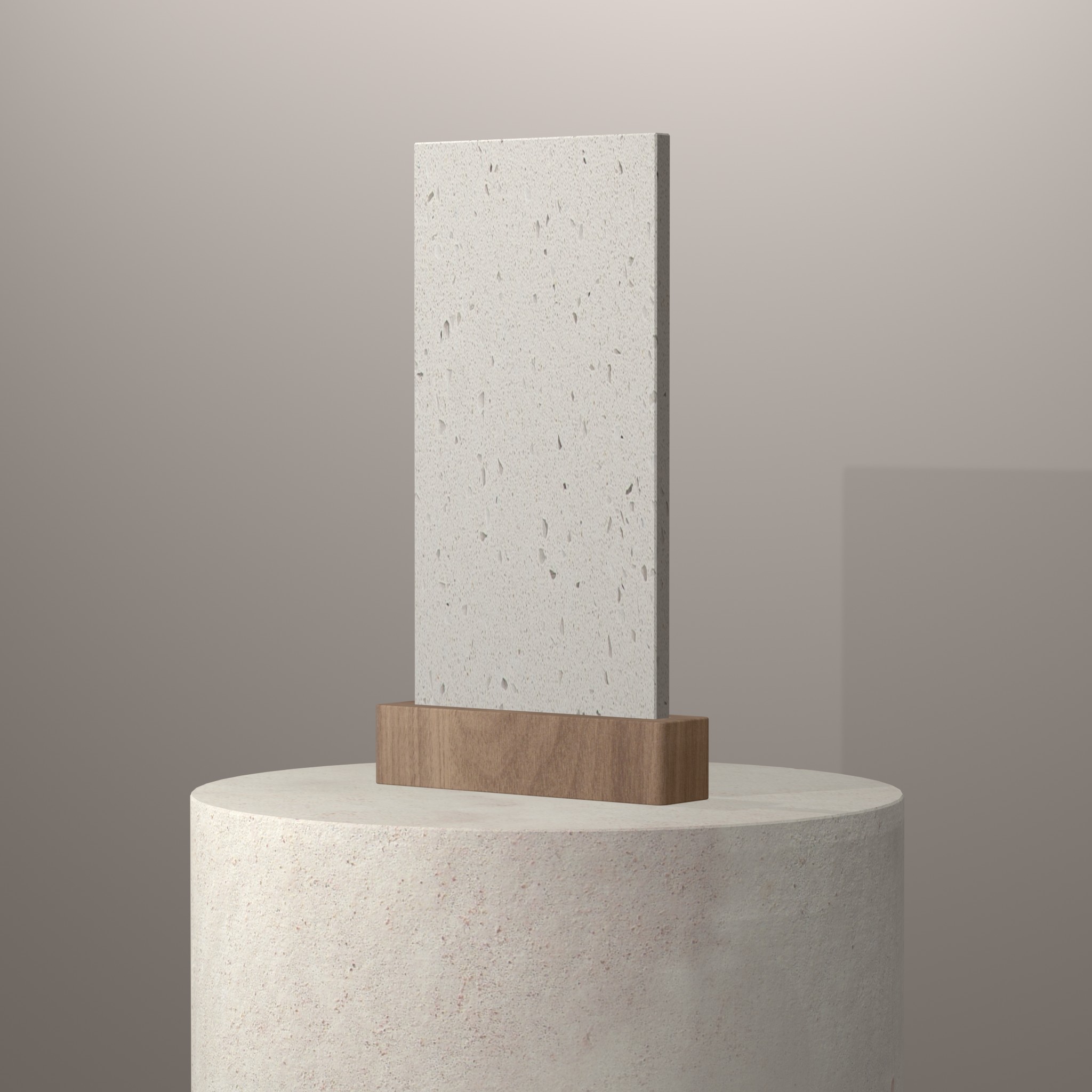 Rendu 3D du coloris Moon en Quartz Compac sur piédestal
