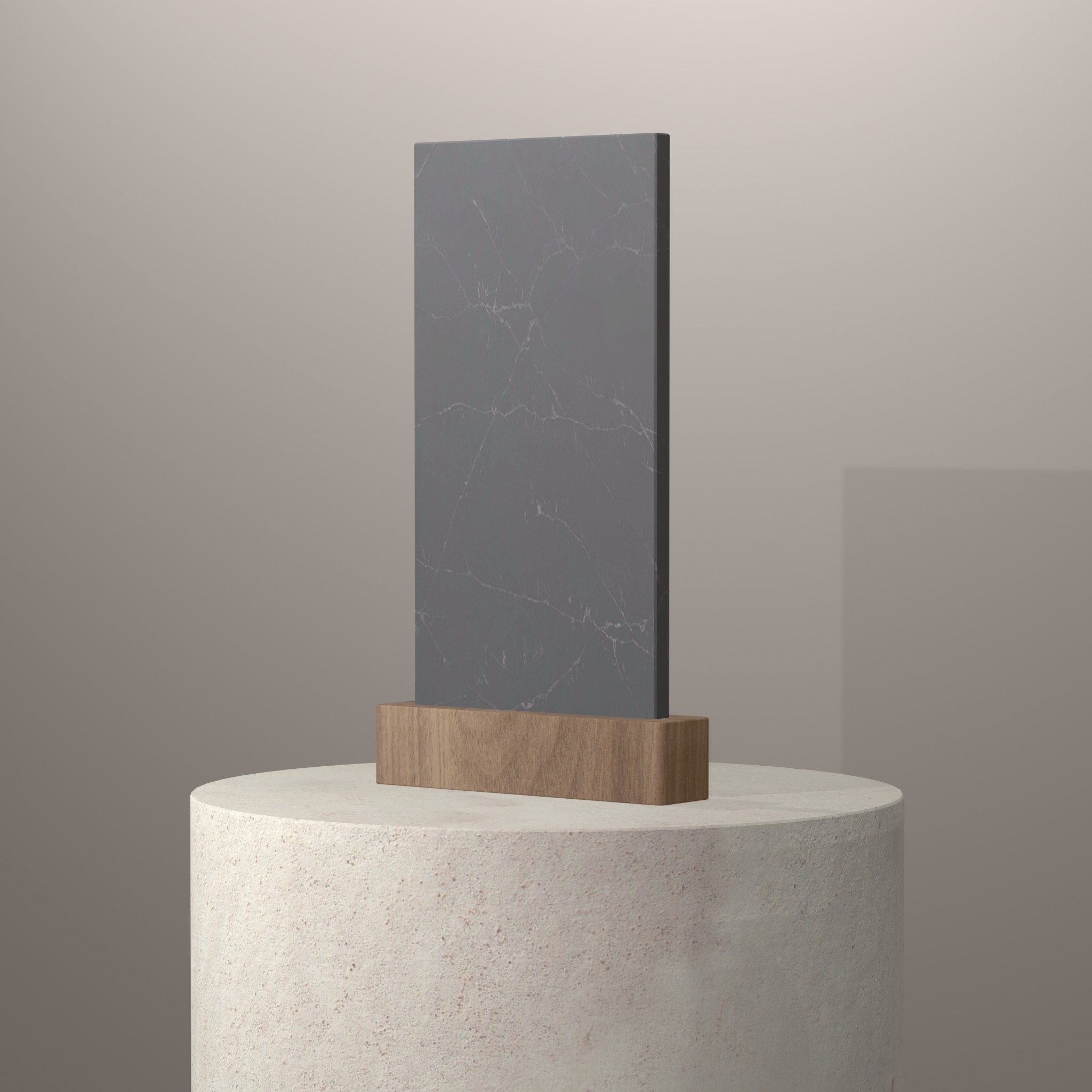 Rendu 3D du coloris Unique Argento en Quartz Compac sur piédestal