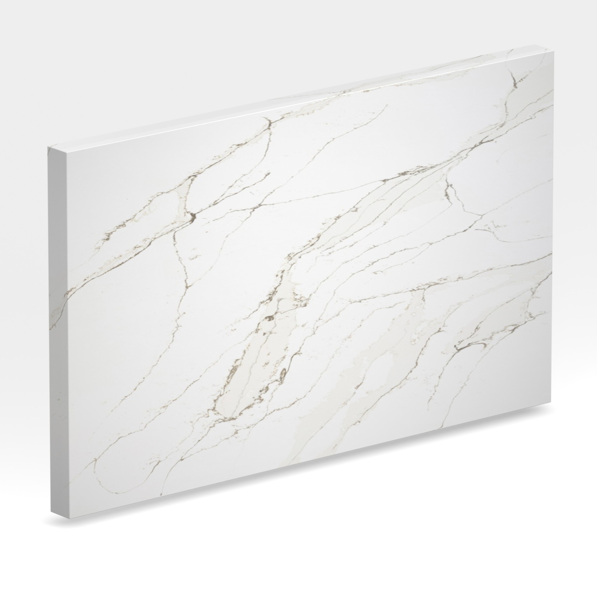 Rendu 3D de la tranche du coloris Unique Calacatta Gold en Quartz Compac