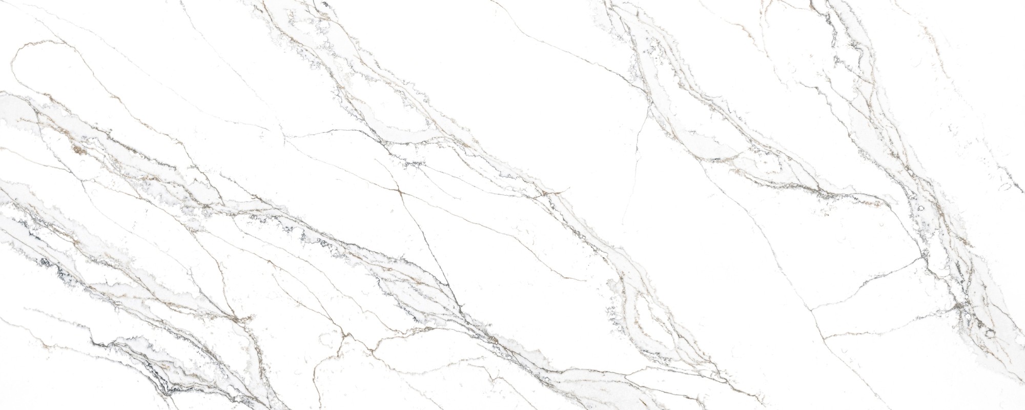 Épaisseur et finition de tranche du coloris Unique Calacatta Macchia Vecchia en Quartz Compac