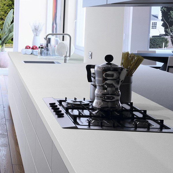 Réalisation n°2 du plan de travail Absolut Blanc en Quartz Compac