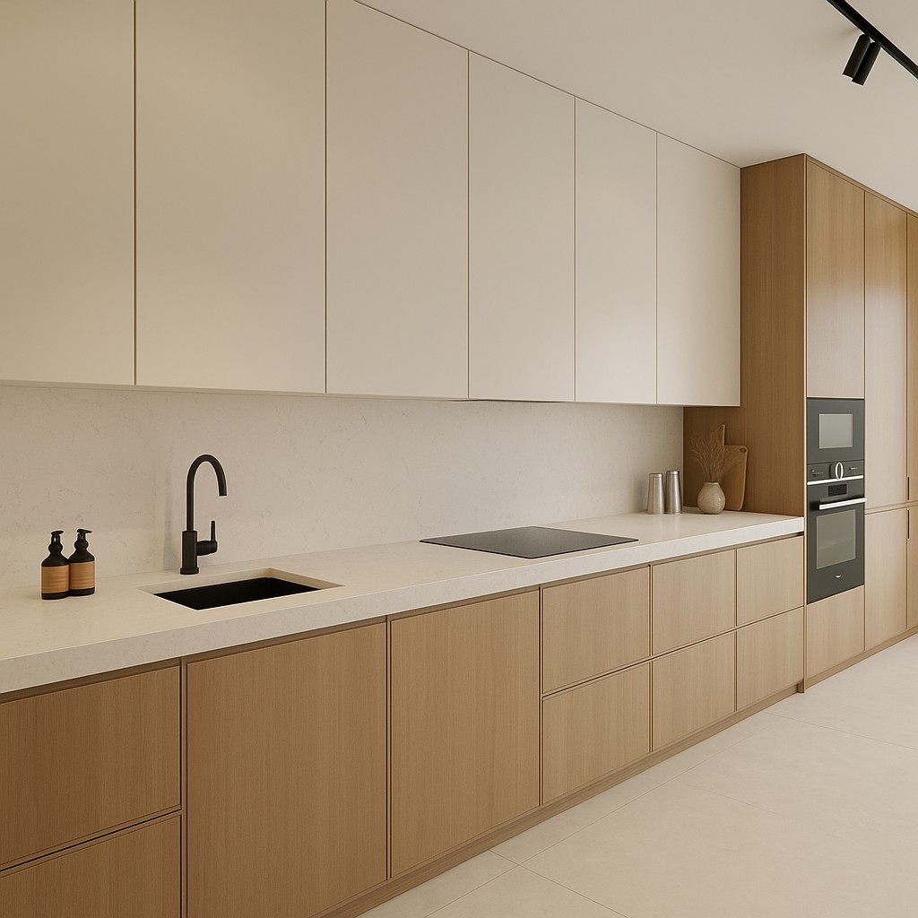 Réalisation n°1 du plan de travail Carrara en Quartz Compac