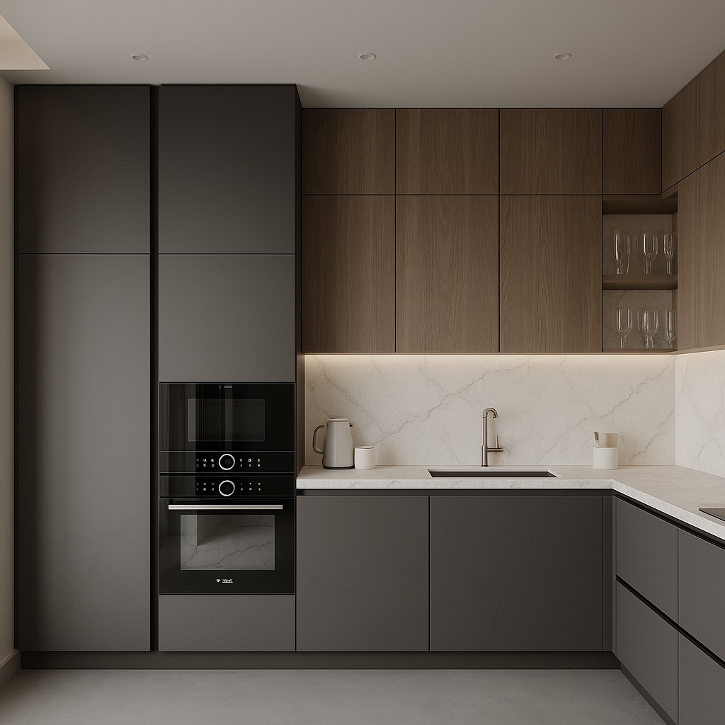 Réalisation n°1 du plan de travail Elegance Michelangelo en Quartz Compac