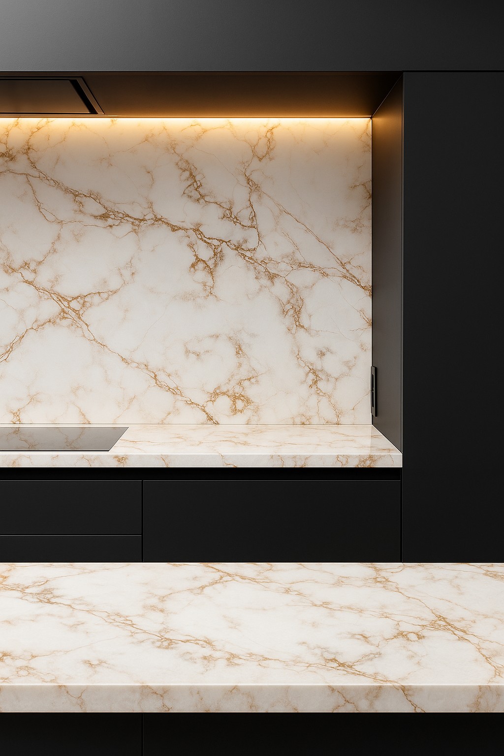Réalisation n°2 du plan de travail Ice Gold en Quartz Compac