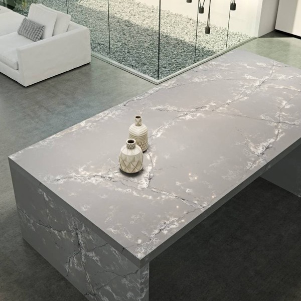 Réalisation n°4 du plan de travail Ice White en Quartz Compac