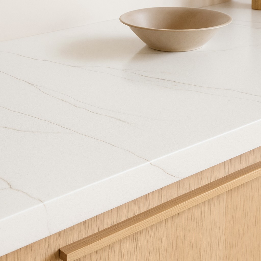 Réalisation n°2 du plan de travail Luxury Vagli Oro en Quartz Compac