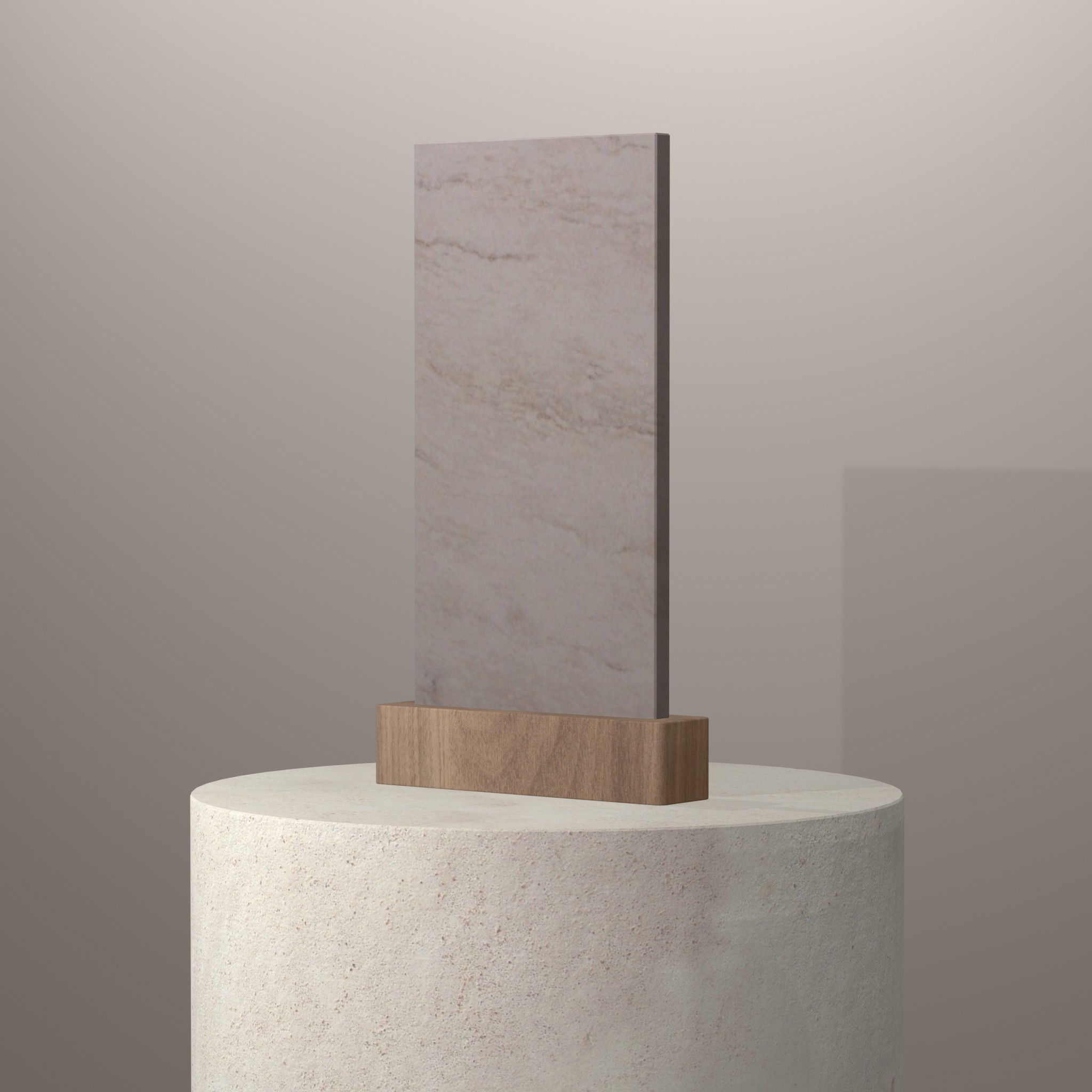 Rendu 3D du coloris Cristal Ice en Quartz Mstone sur piédestal