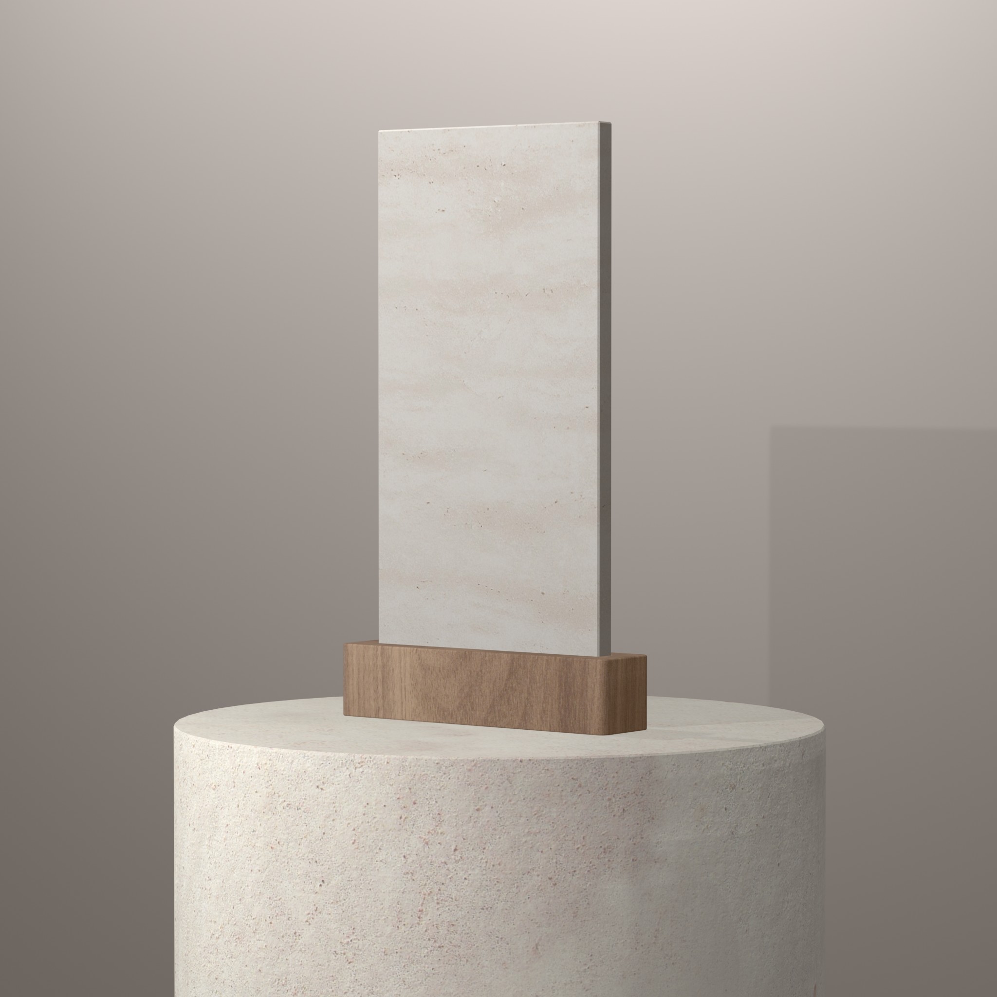 Rendu 3D du coloris Travertino en Quartz Mstone sur piédestal
