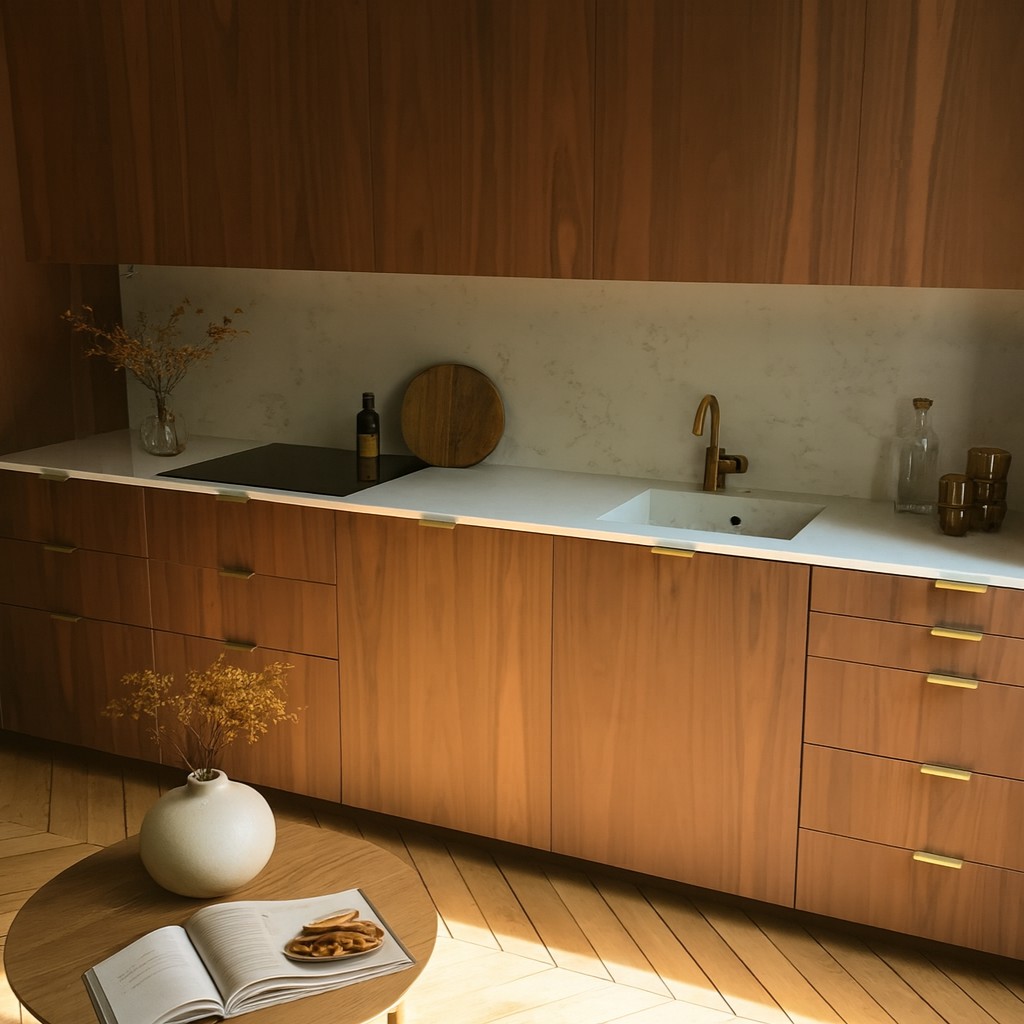 Réalisation n°1 du plan de travail Carrara Ambera en Quartz Mstone