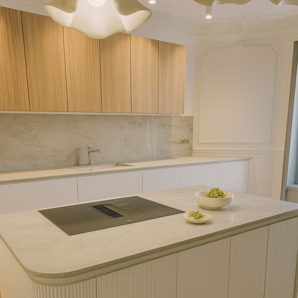Réalisation n°1 du plan de travail Cristal Ice en Quartz Mstone