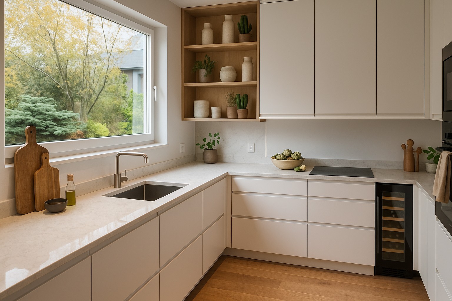 Réalisation n°2 du plan de travail White Arabesque en Quartz Mstone