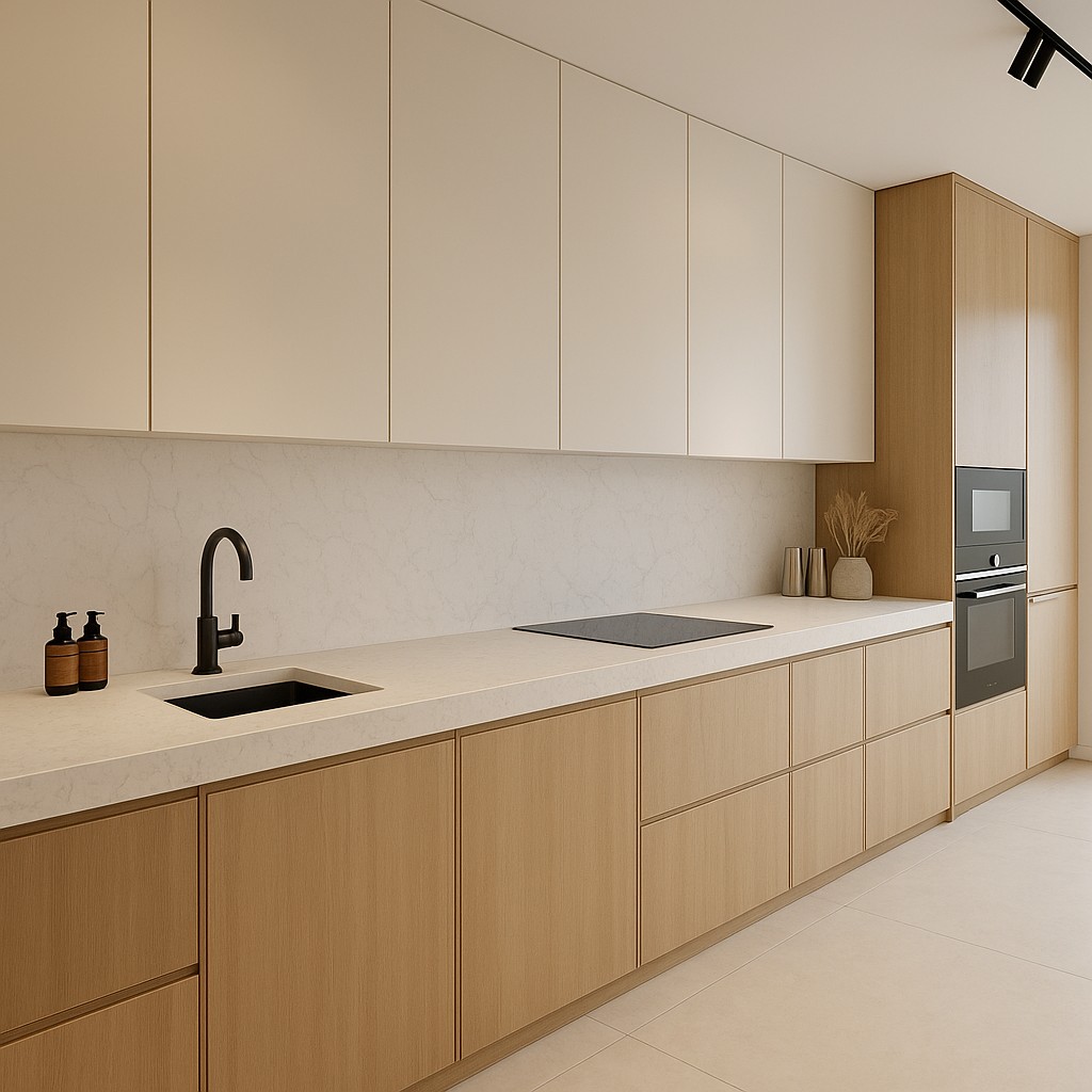 Réalisation n°4 du plan de travail White Arabesque en Quartz Mstone