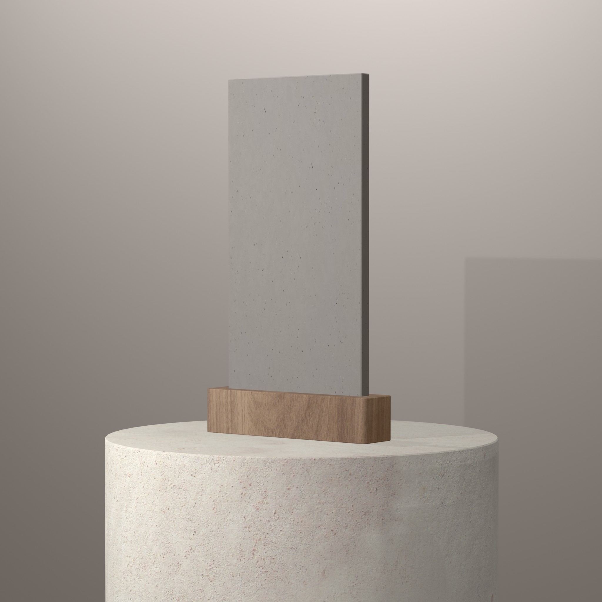 Rendu 3D du coloris Concrete Pulse en Quartz Silestone sur piédestal
