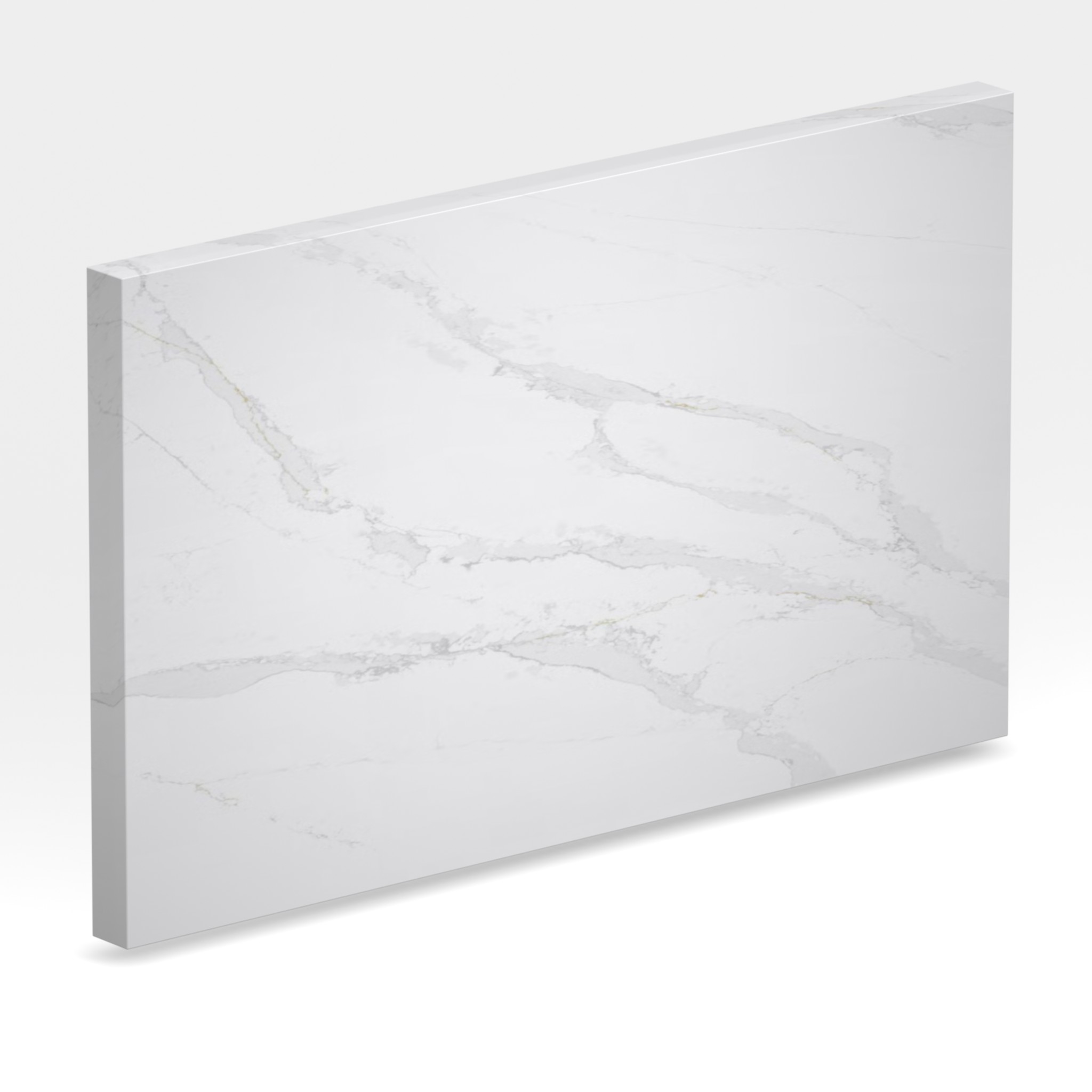Rendu 3D de la tranche du coloris Eternal Calacatta Gold en Quartz Silestone