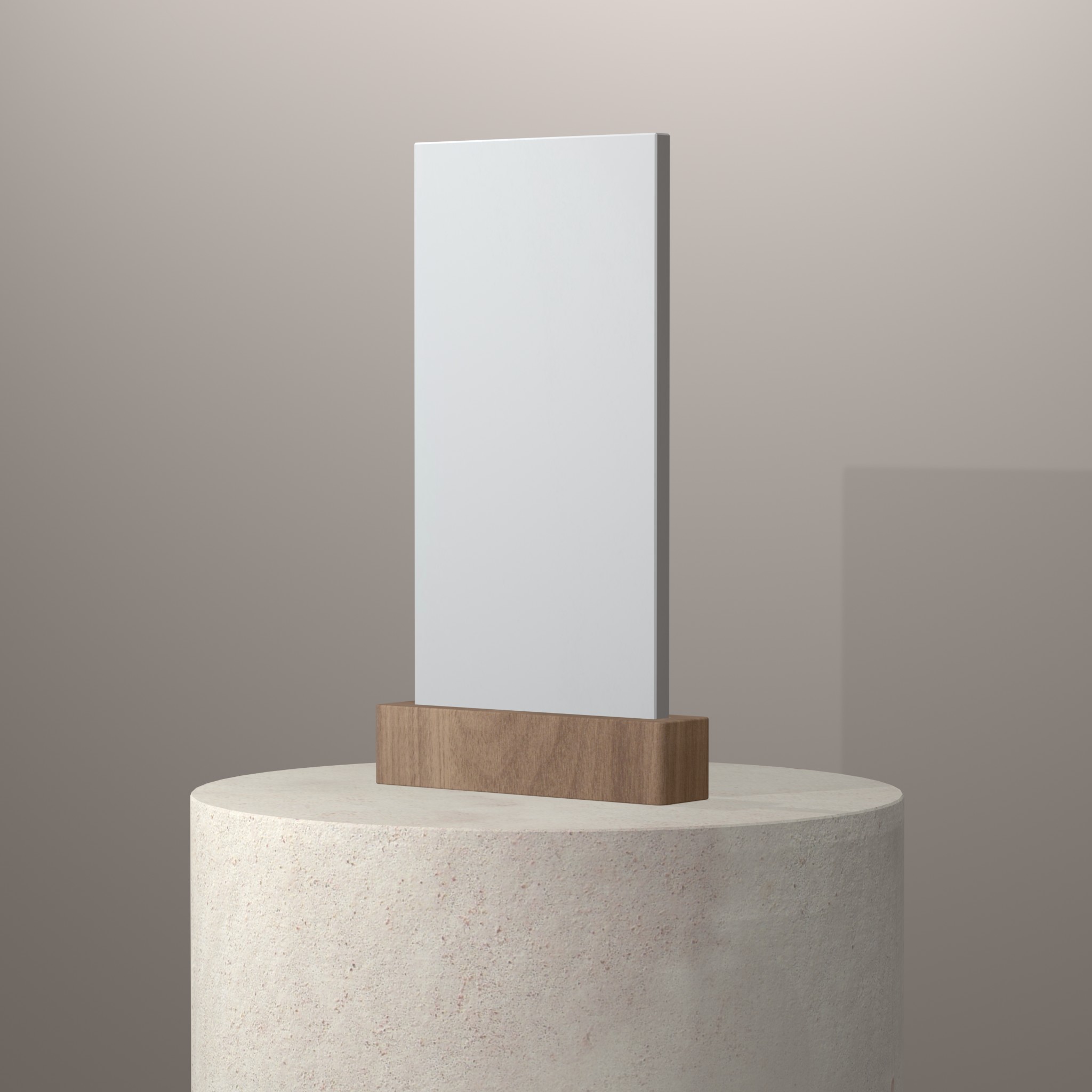 Rendu 3D du coloris Miami White 17 en Quartz Silestone sur piédestal