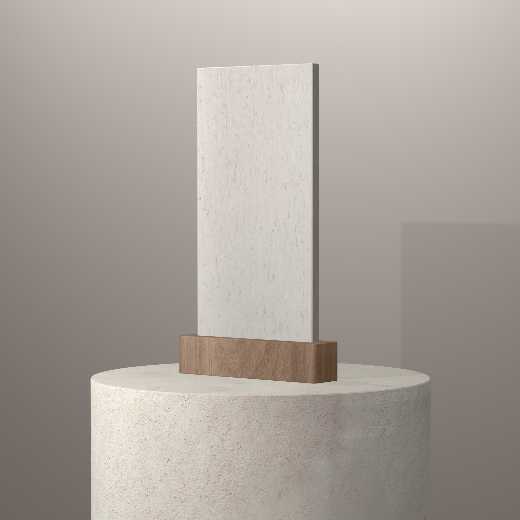 Rendu 3D du coloris Snowy Ibiza en Quartz Silestone sur piédestal